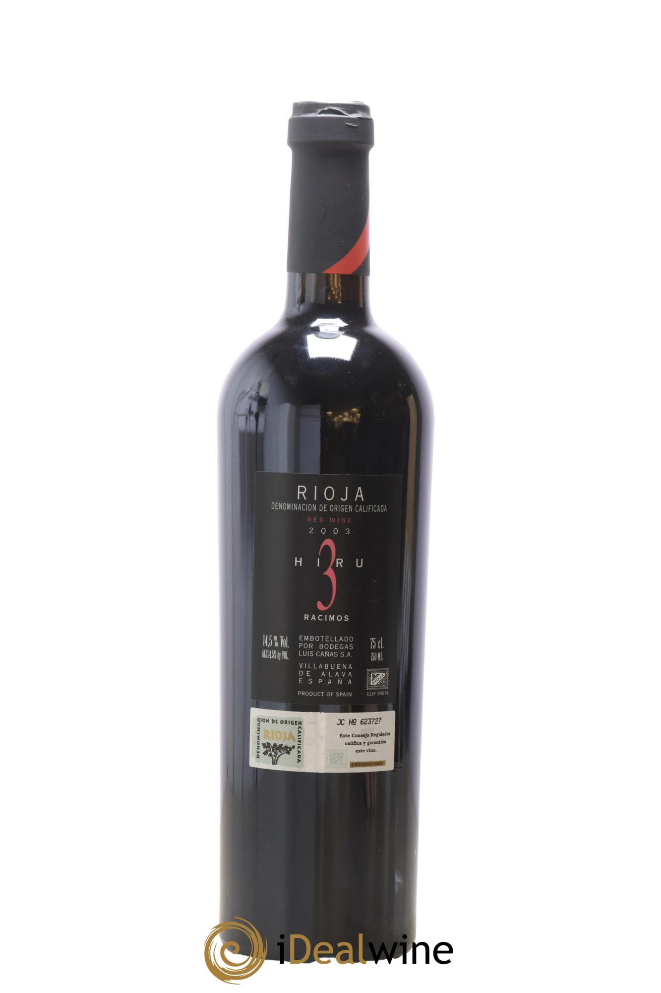 Rioja DOCA Hiru 3 Racimos Luis Canas 2003 - Lot of 1 bottle - 1