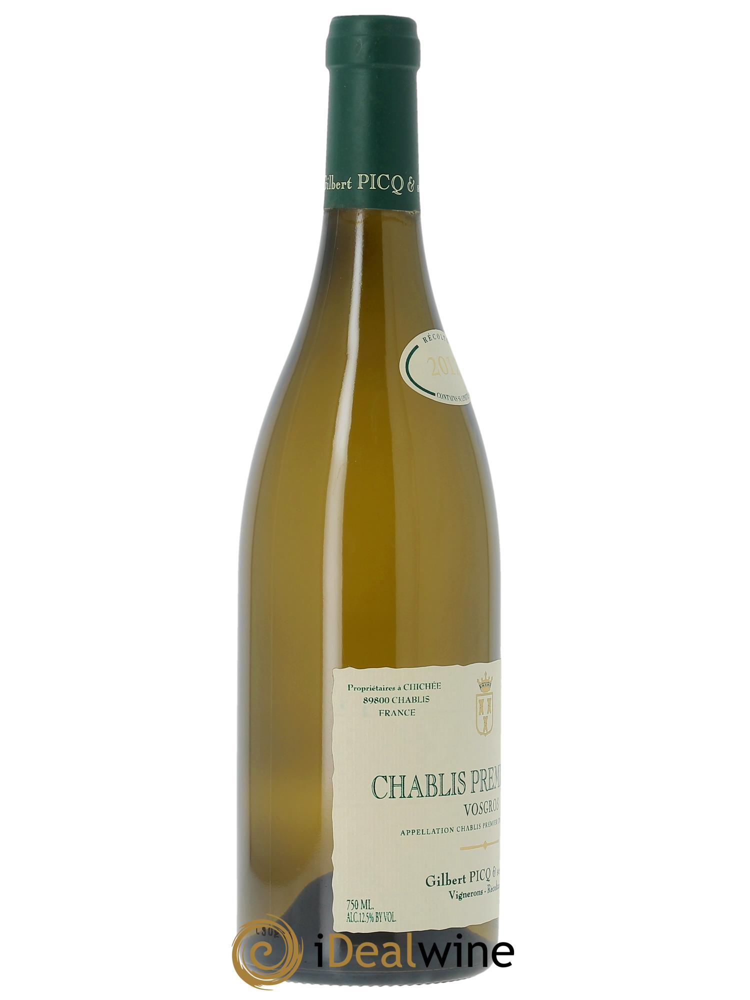 Chablis 1er Cru Vosgros Gilbert Picq et Fils 2012 - Lot de 1 bouteille - 1