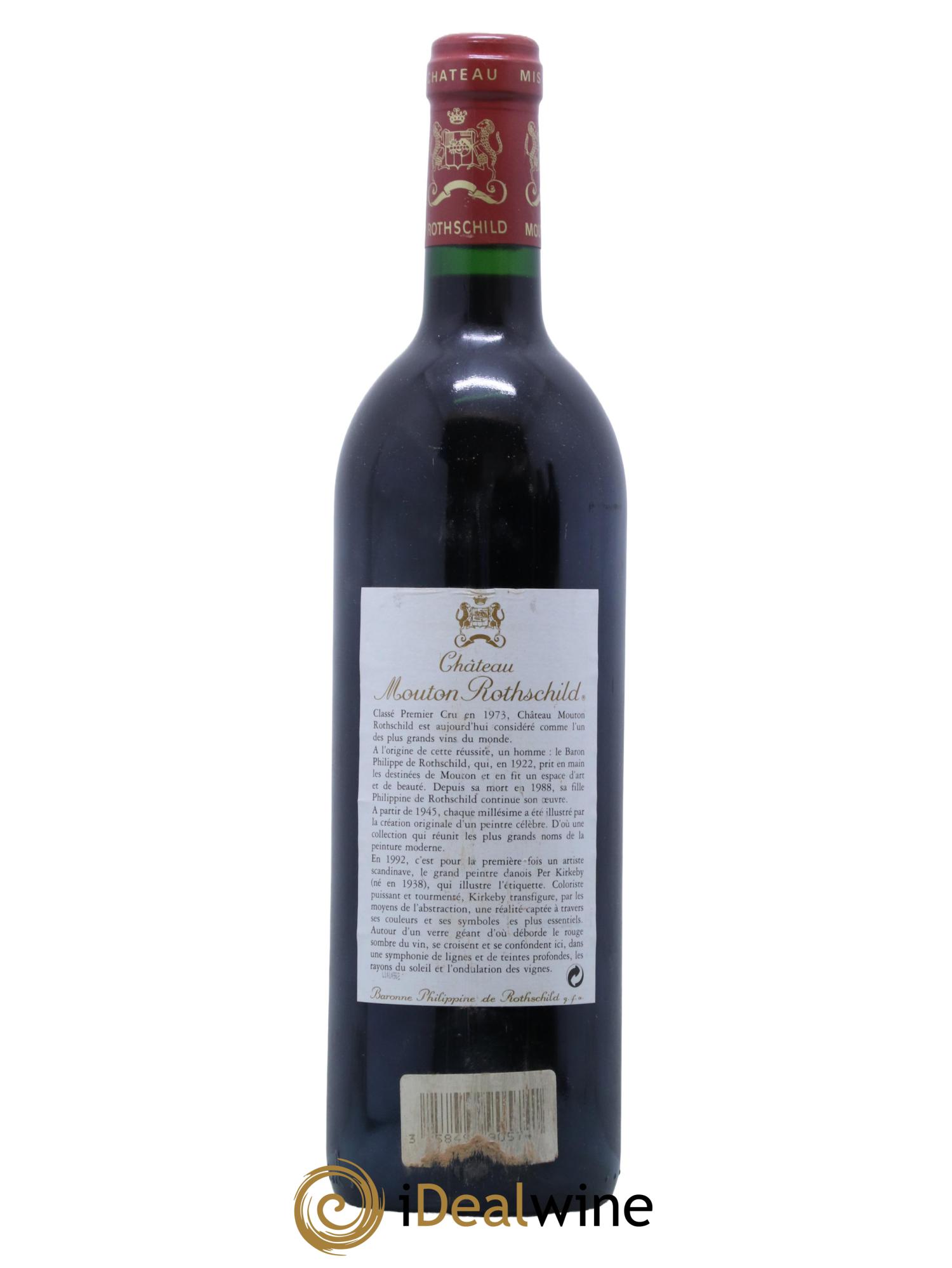 Château Mouton Rothschild 1er Grand Cru Classé 1992 - Lot de 1 bouteille - 1