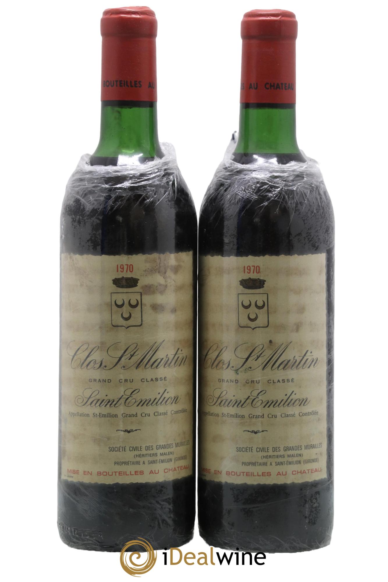 Saint-Émilion Clos St Martin 1970 - Lotto di 2 bottiglie - 0