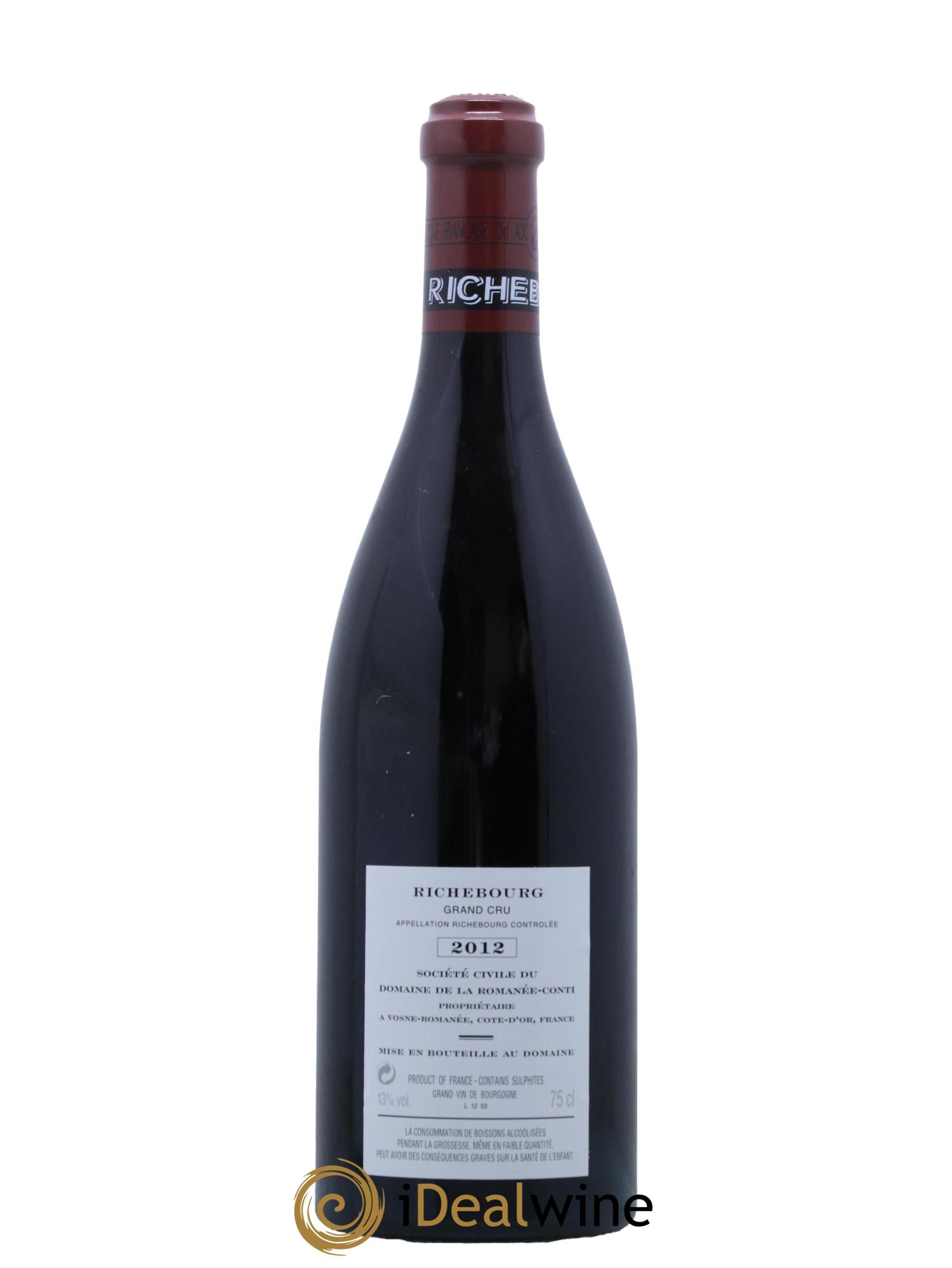 Richebourg Grand Cru Domaine de la Romanée-Conti 2012 - Lot de 1 bouteille - 1