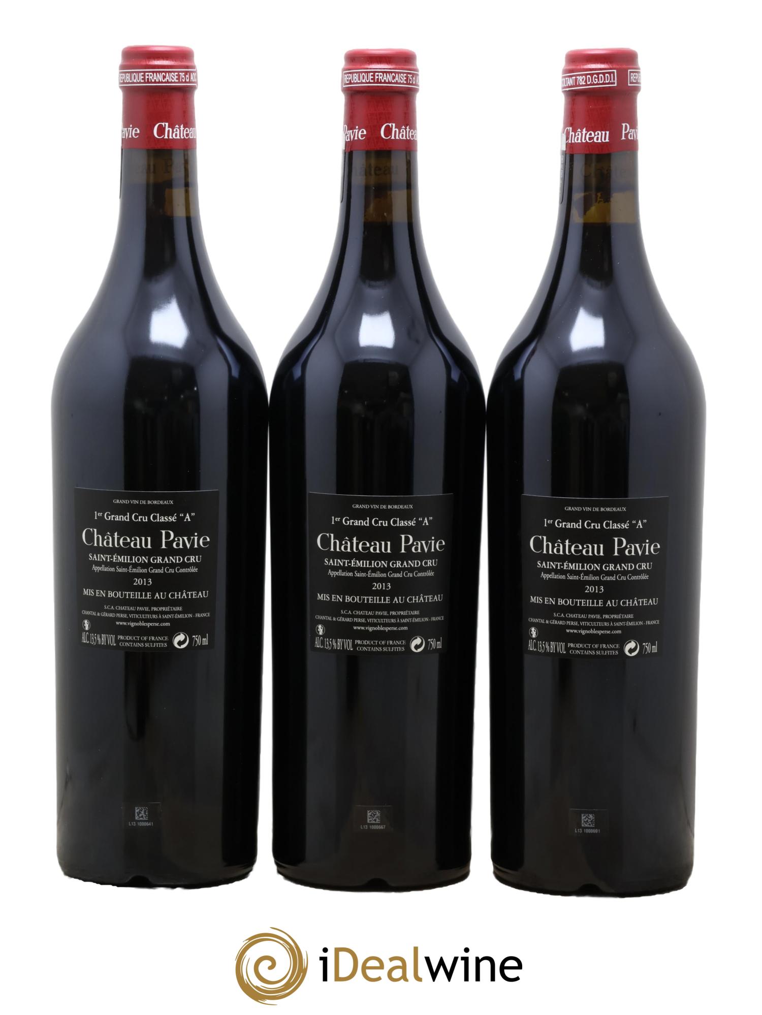 Château Pavie 1er Grand Cru Classé A  2013 - Lot of 3 bottles - 1