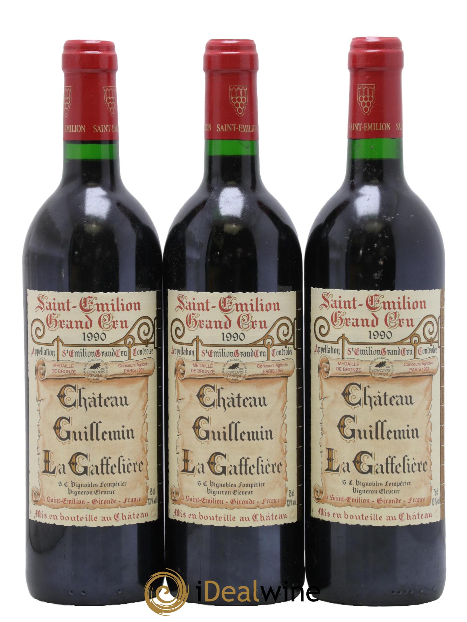 Saint-Émilion Grand Cru Château Guillemin la Gaffelière 1990 - Lotto di 3 bottiglie - 0