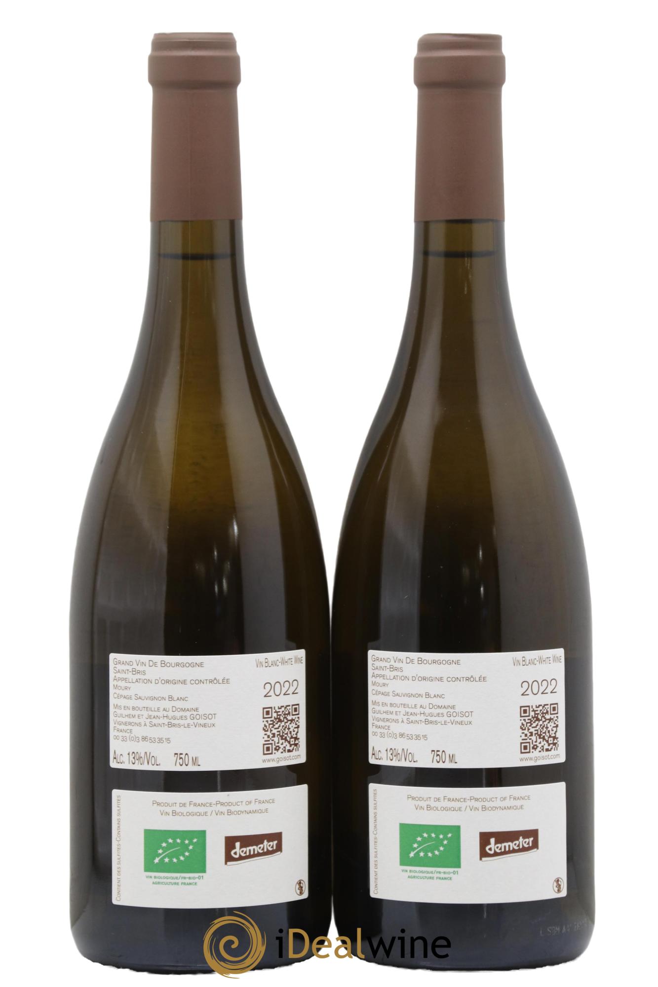 Bourgogne Saint-Bris Moury Goisot 2022 - Lot de 2 bouteilles - 1