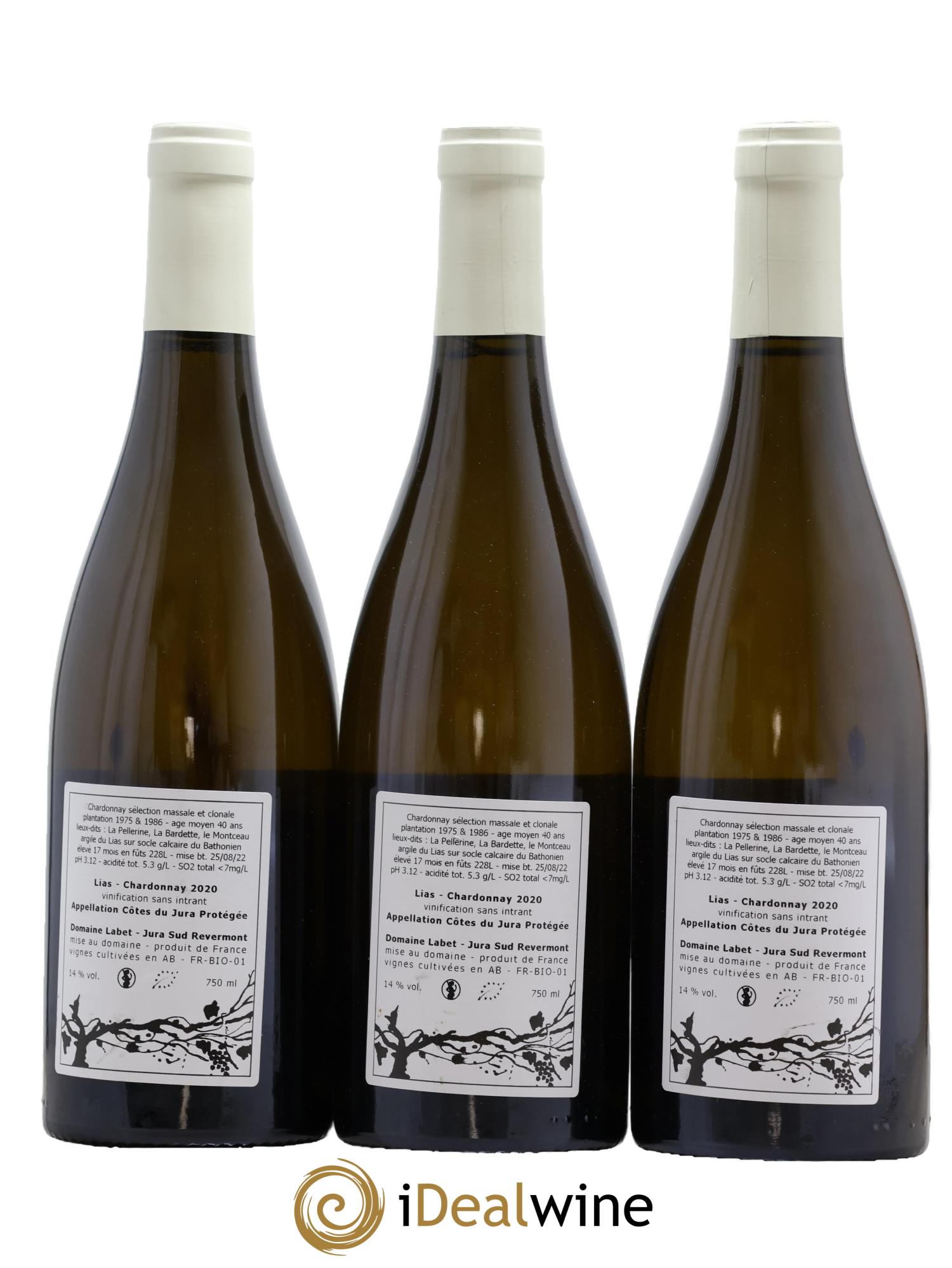 Côtes du Jura Chardonnay Lias Romain - Julien  - Charline Labet  2020 - Lot de 3 bouteilles - 1