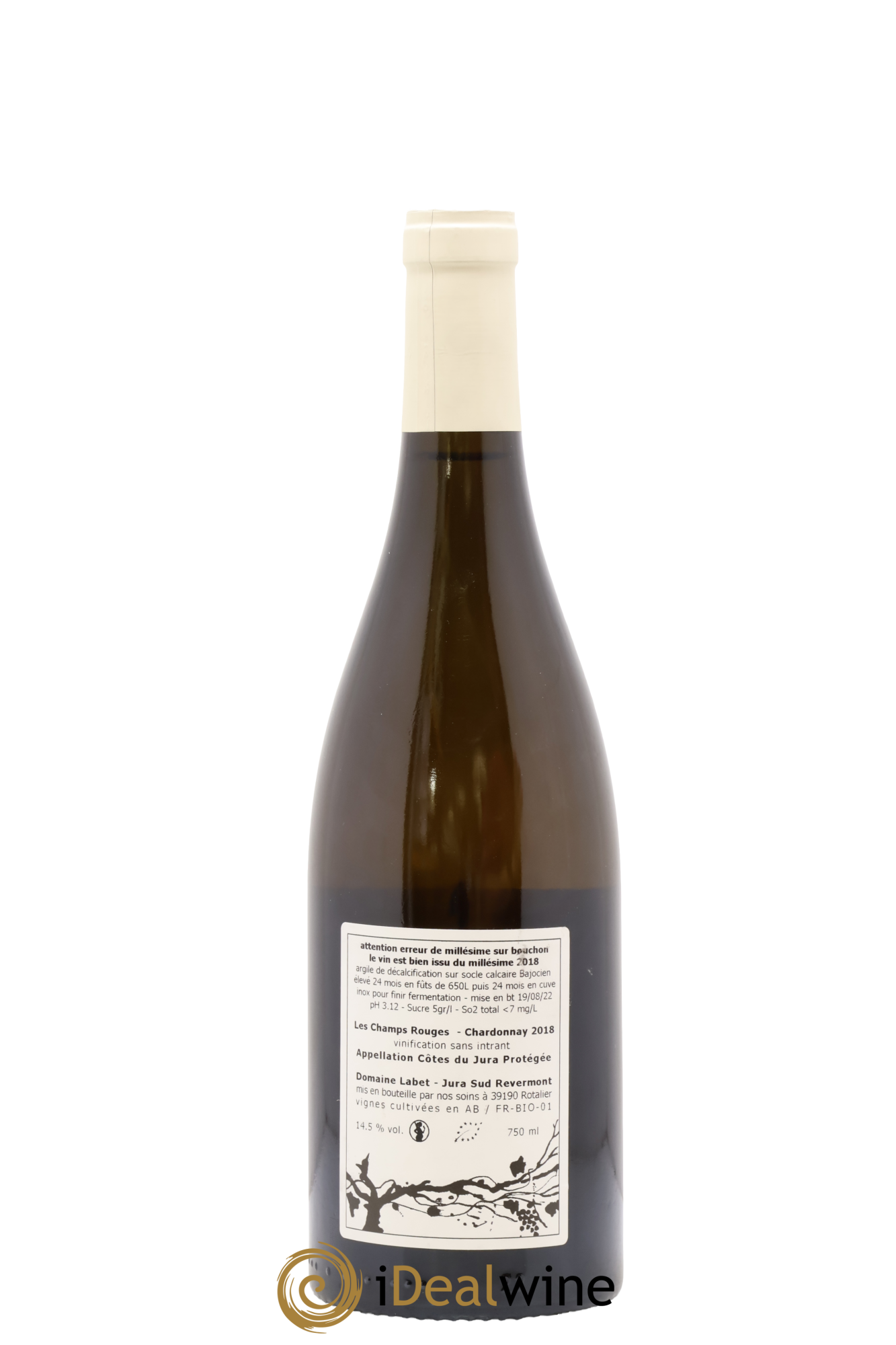Côtes du Jura Chardonnay Les Champs Rouges Romain - Julien - Charline Labet 2018 - Lot of 1 bottle - 1