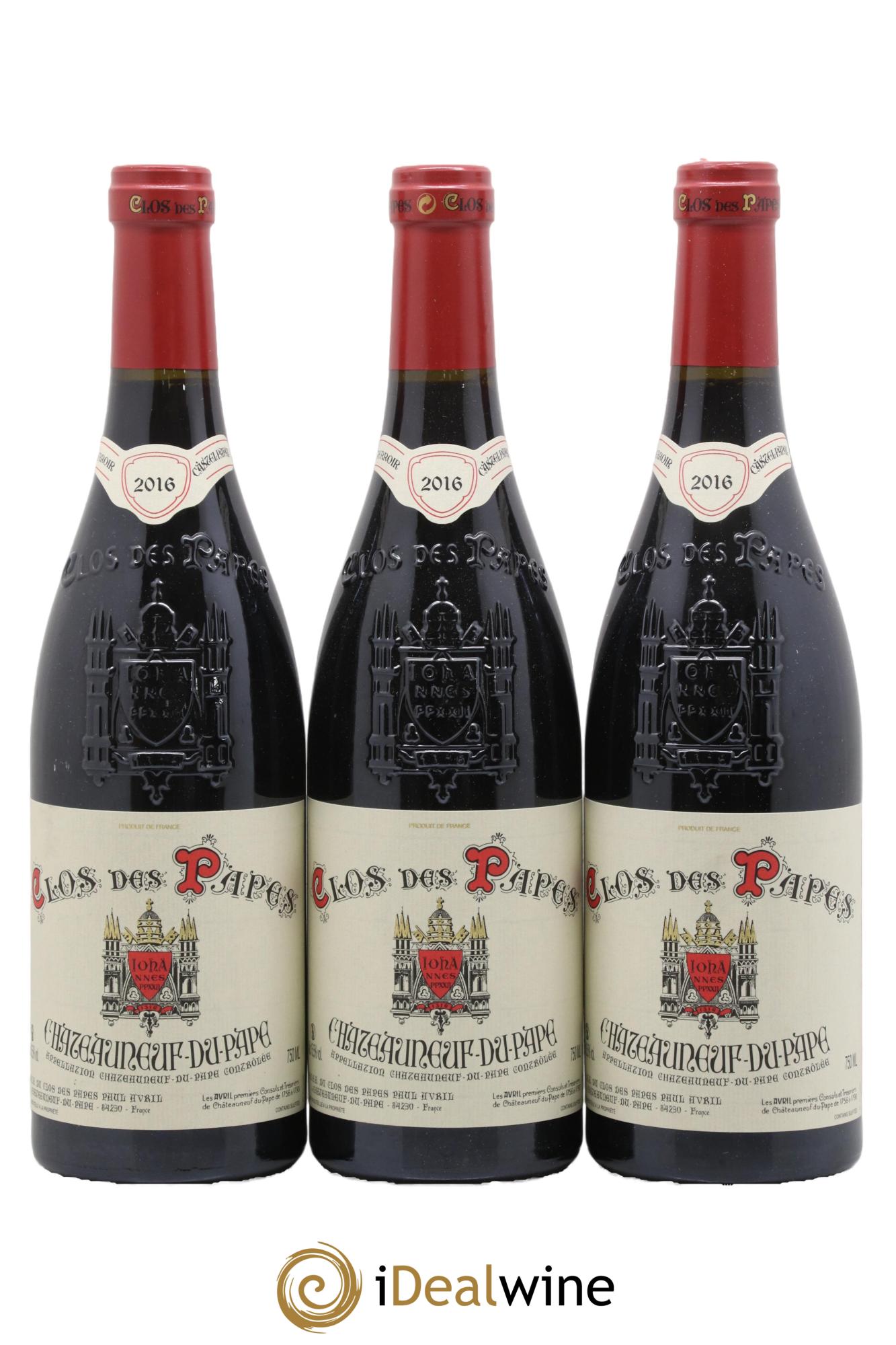 Châteauneuf-du-Pape Clos des Papes - Paul Avril 2016 - Lot de 3 bouteilles - 0