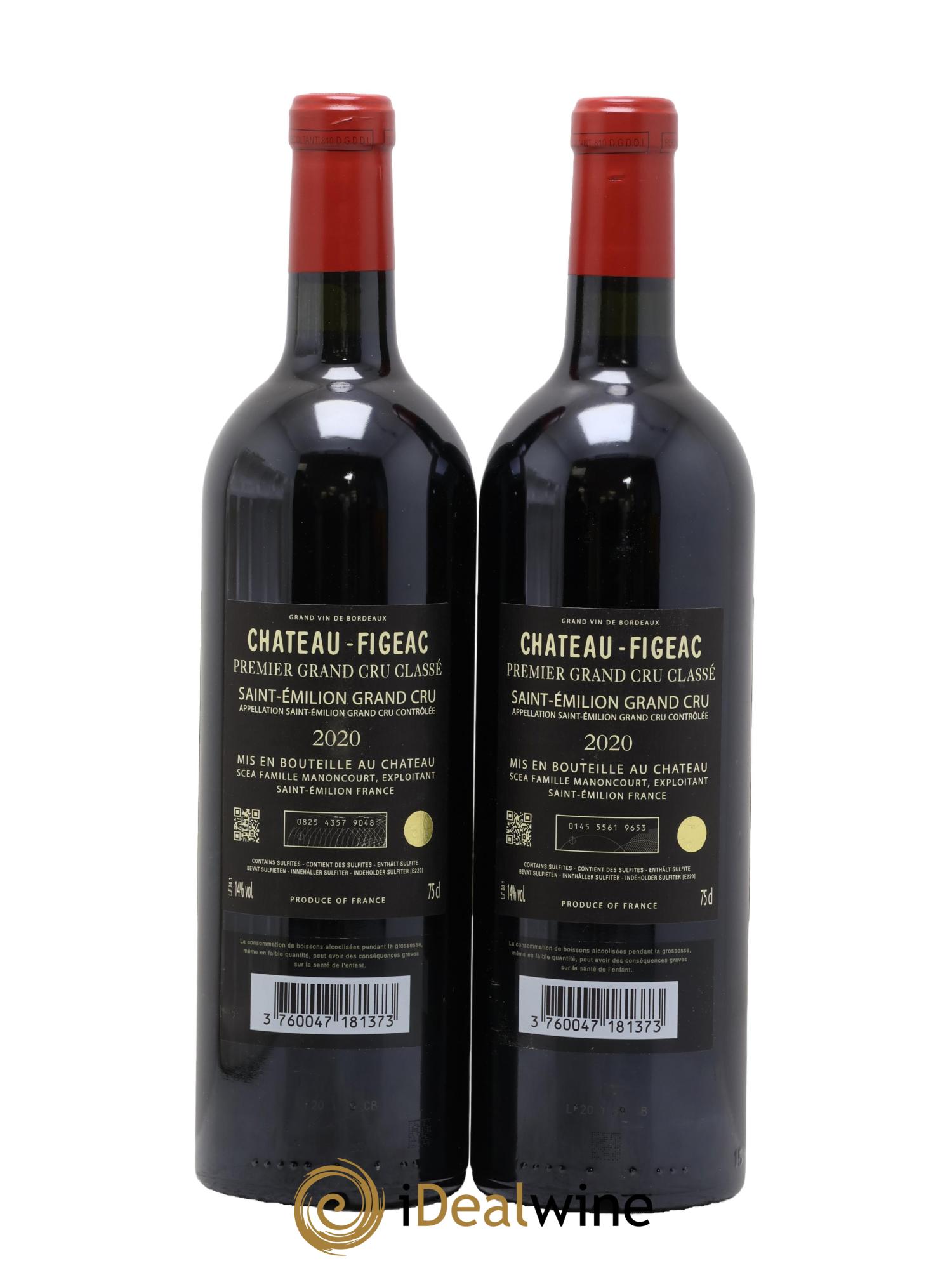 Château Figeac 1er Grand Cru Classé A 2020 - Lotto di 2 bottiglie - 1