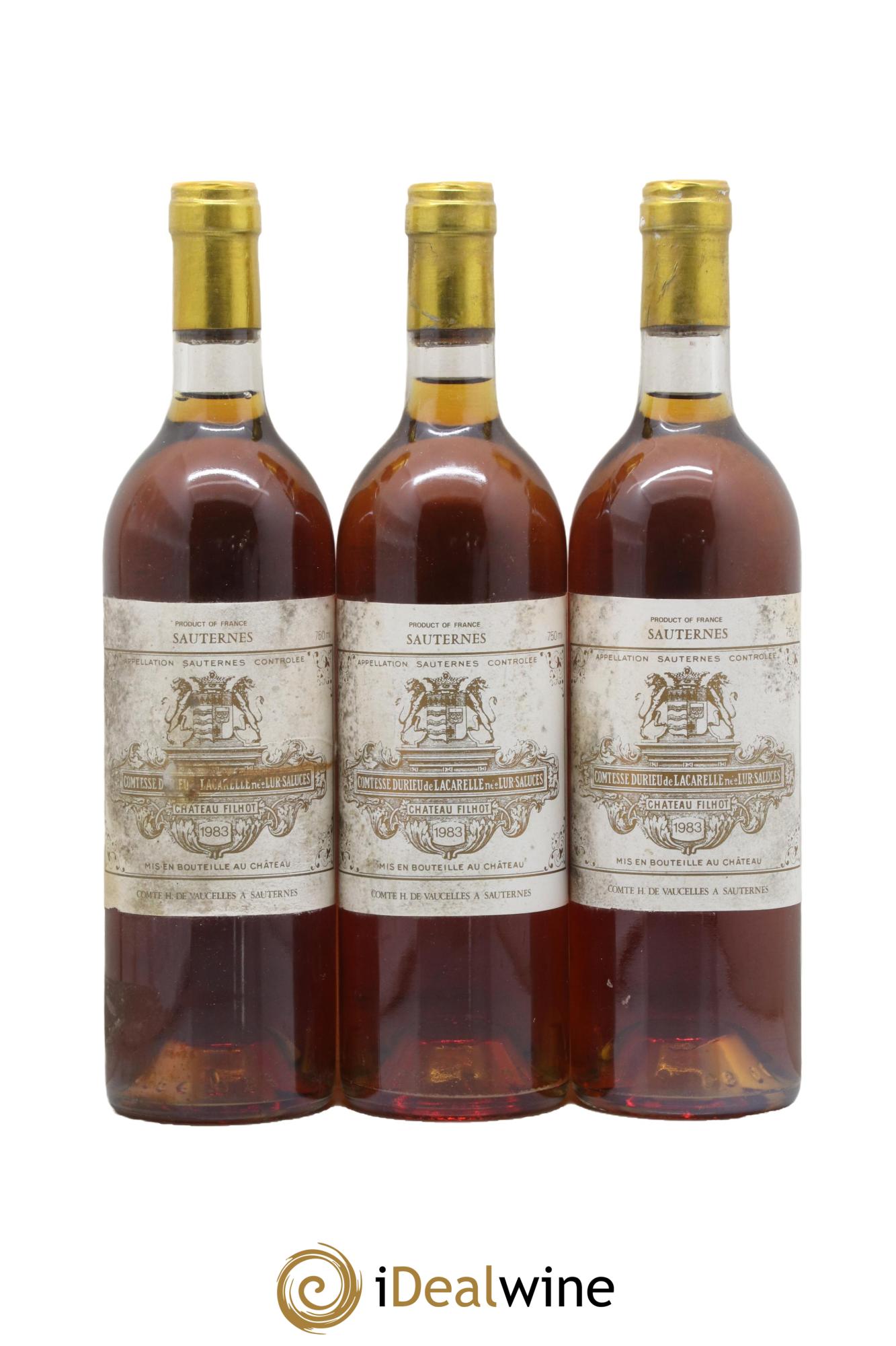 Château Filhot 2ème Grand Cru Classé 1983 - Lot de 3 bouteilles - 0