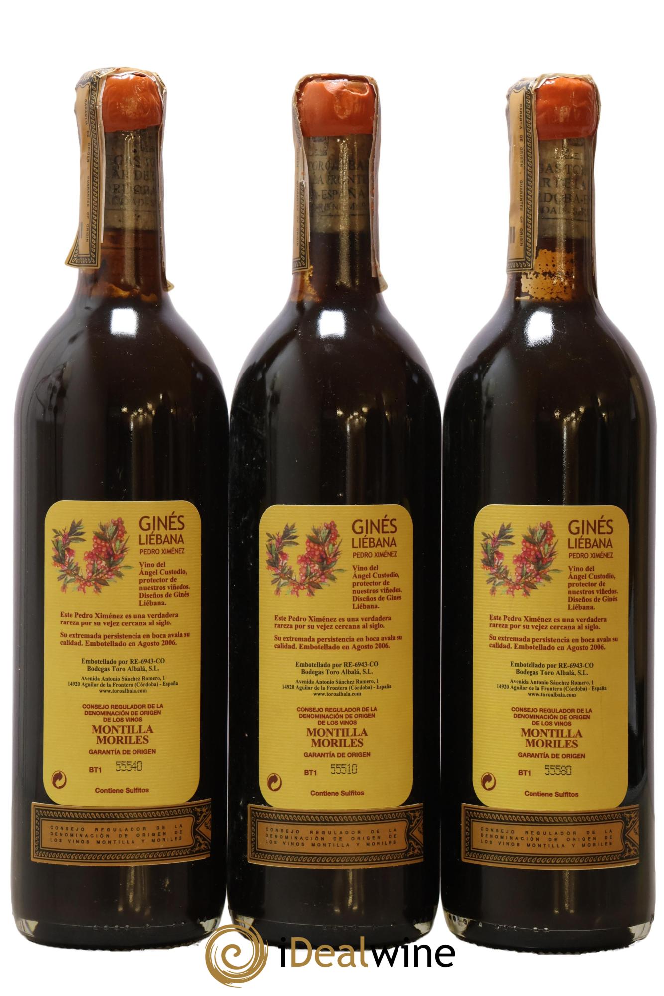 Montilla Moriles Ginés Liébana Px Toro Albala 1910 - Lot de 3 bouteilles - 1