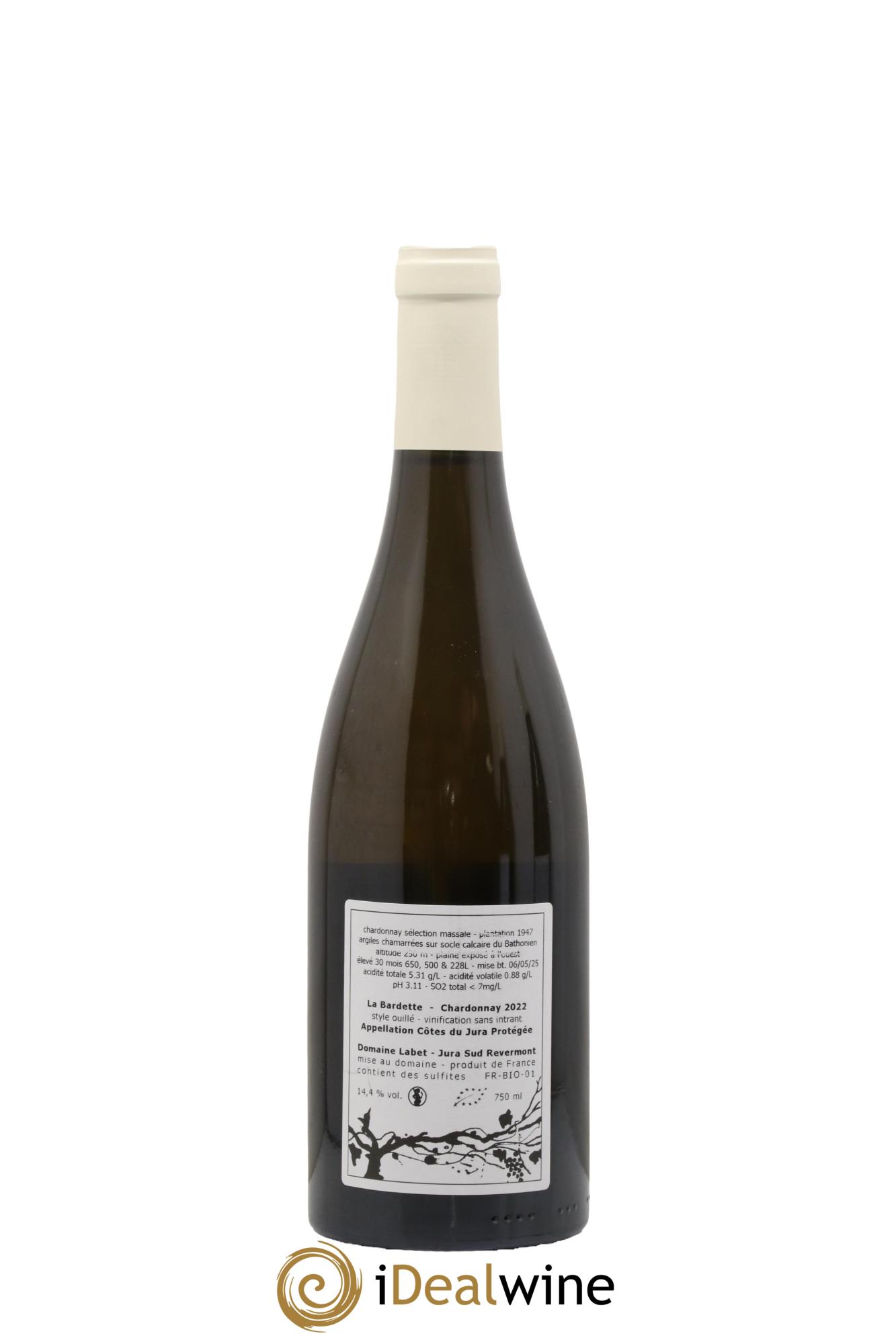 Côtes du Jura Chardonnay La Bardette Romain - Julien  - Charline Labet 2022 - Posten von 1 Flasche - 1