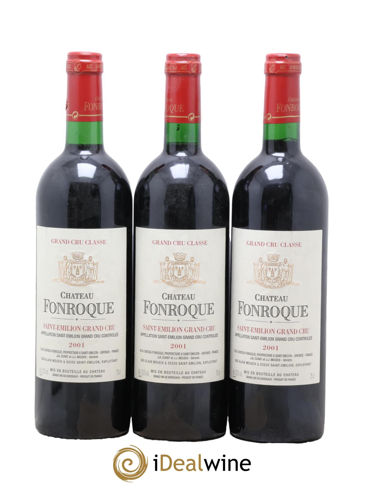 Château Fonroque Grand Cru Classé 2001 - Lot of 3 bottles - 0