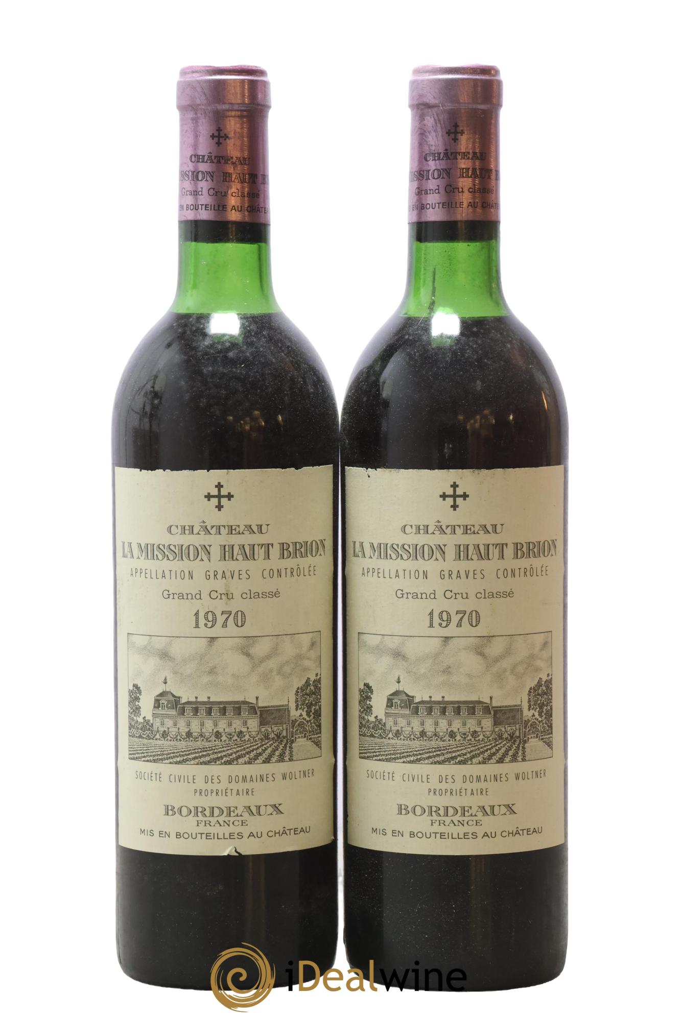 Château la Mission Haut-Brion Cru Classé de Graves 1970 - Lot de 2 bouteilles - 0