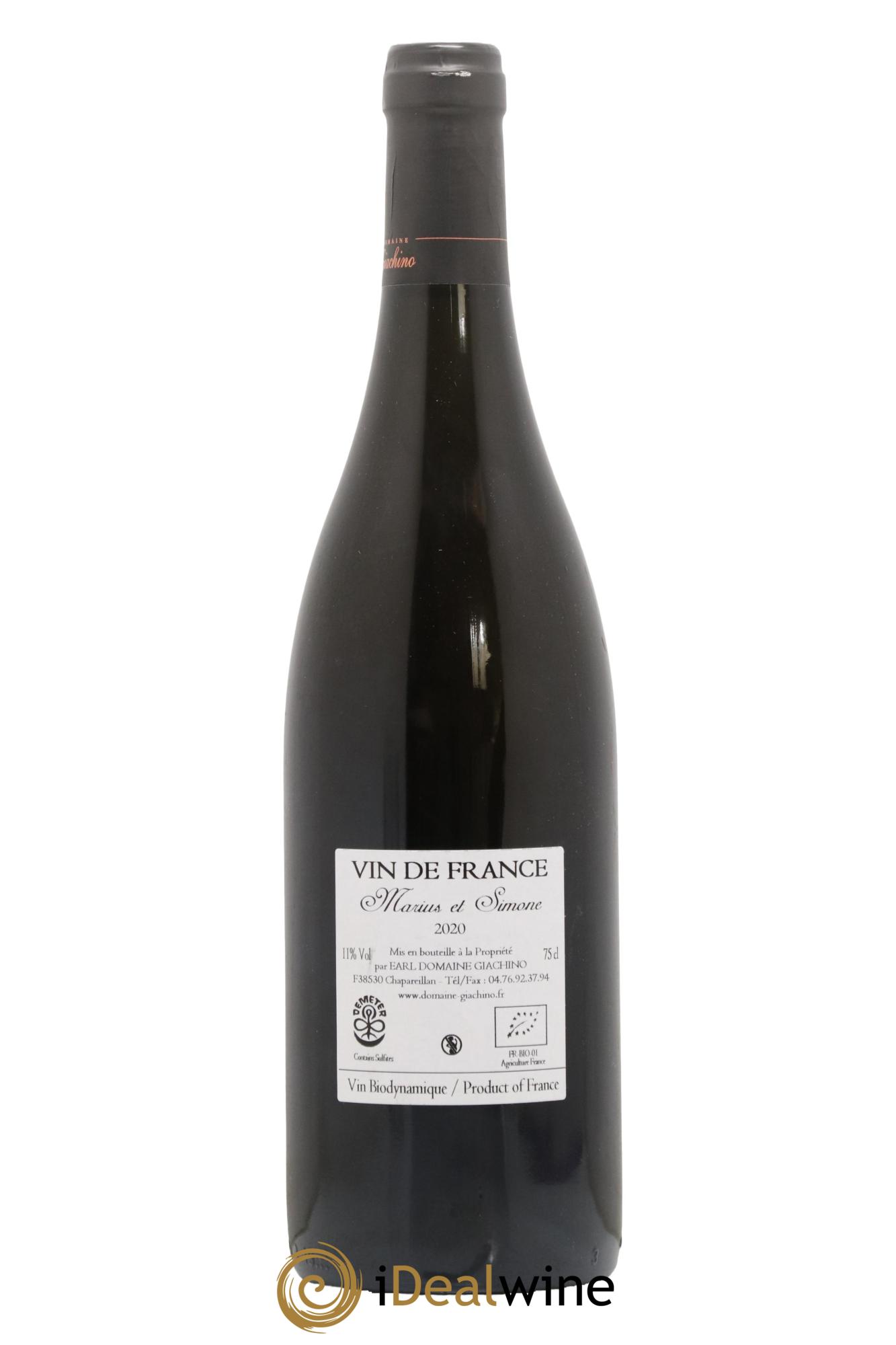 Vin de France (anciennement Vin de Savoie) Marius et Simone Giachino  2020 - Lot of 1 bottle - 1
