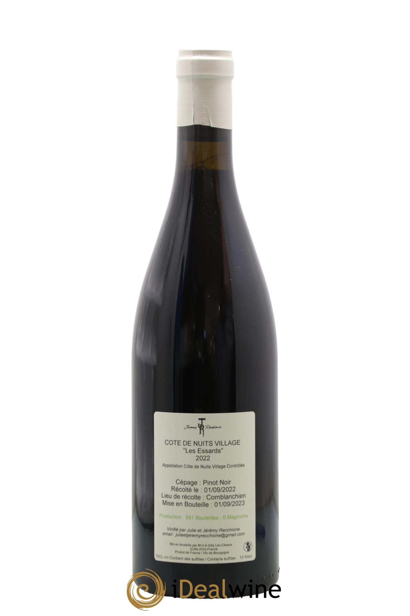 Côte de Nuits-Villages Les Essards Domaine Jérémy Recchione 2022 - Lot de 1 bouteille - 1