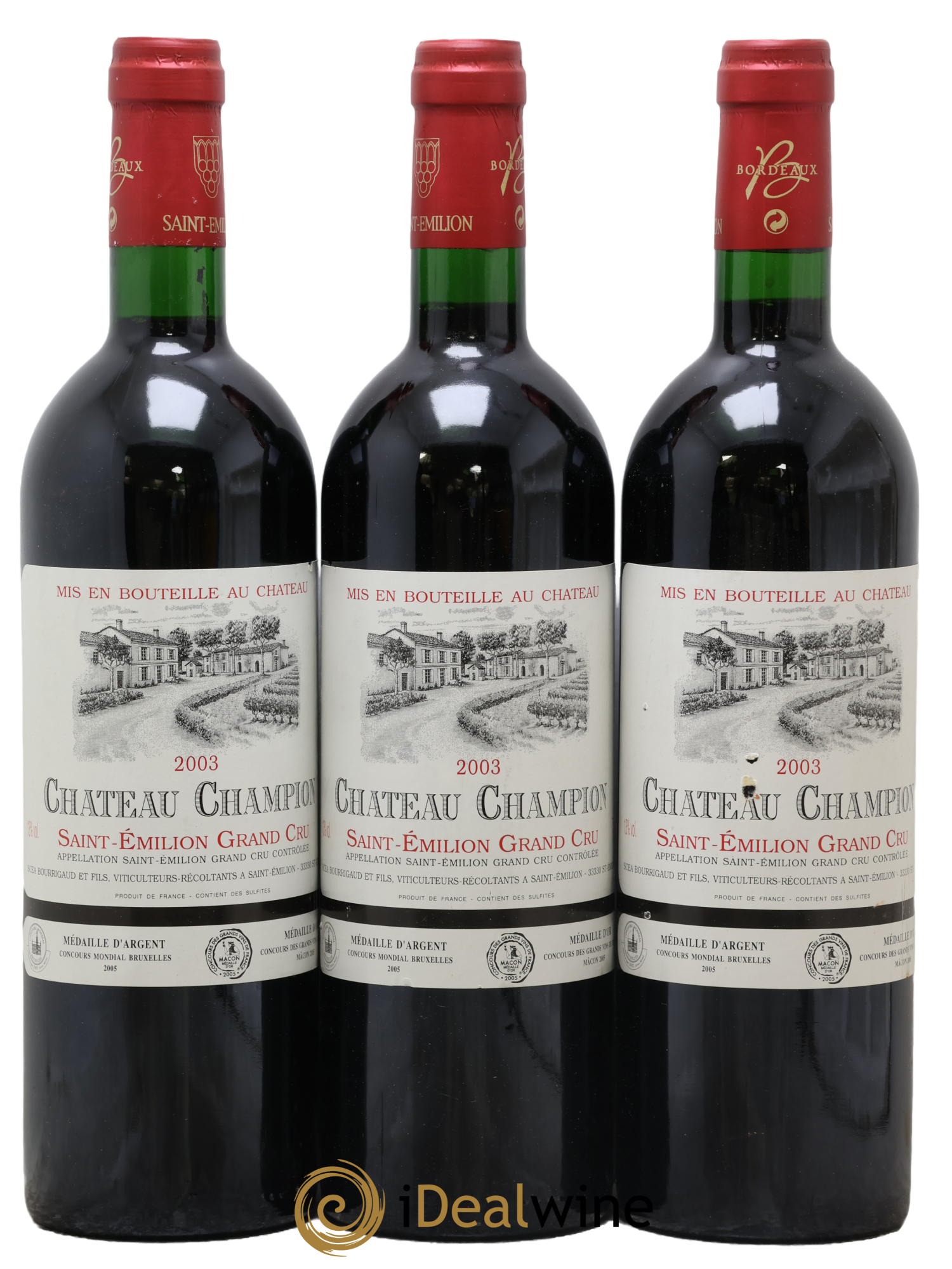 Saint-Émilion Grand Cru Château Champion 2003 - Lot de 3 bouteilles - 0