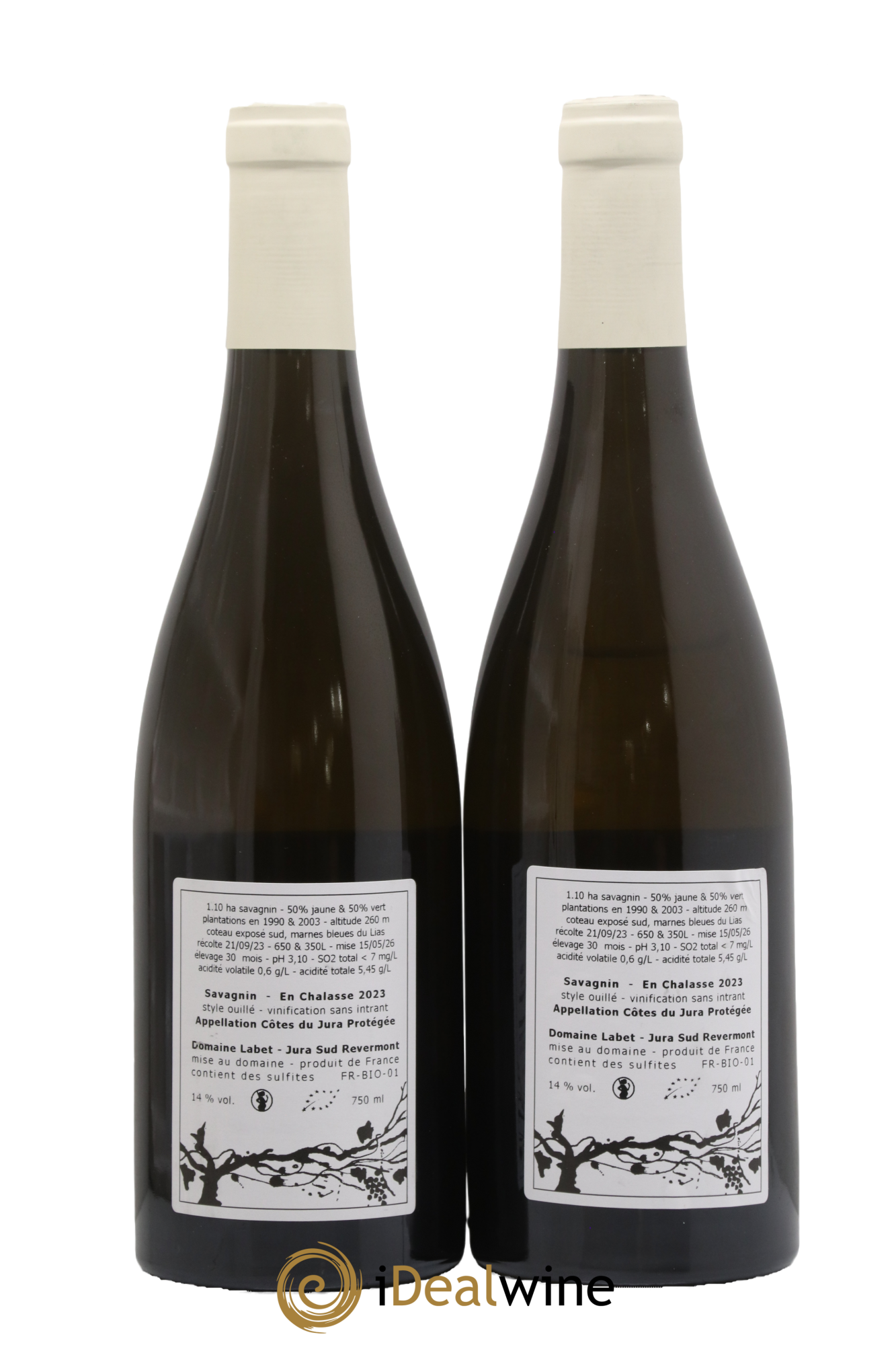 Côtes du Jura Savagnin en Chalasse Romain - Julien - Charline Labet 2023 - Lot de 2 bouteilles - 1