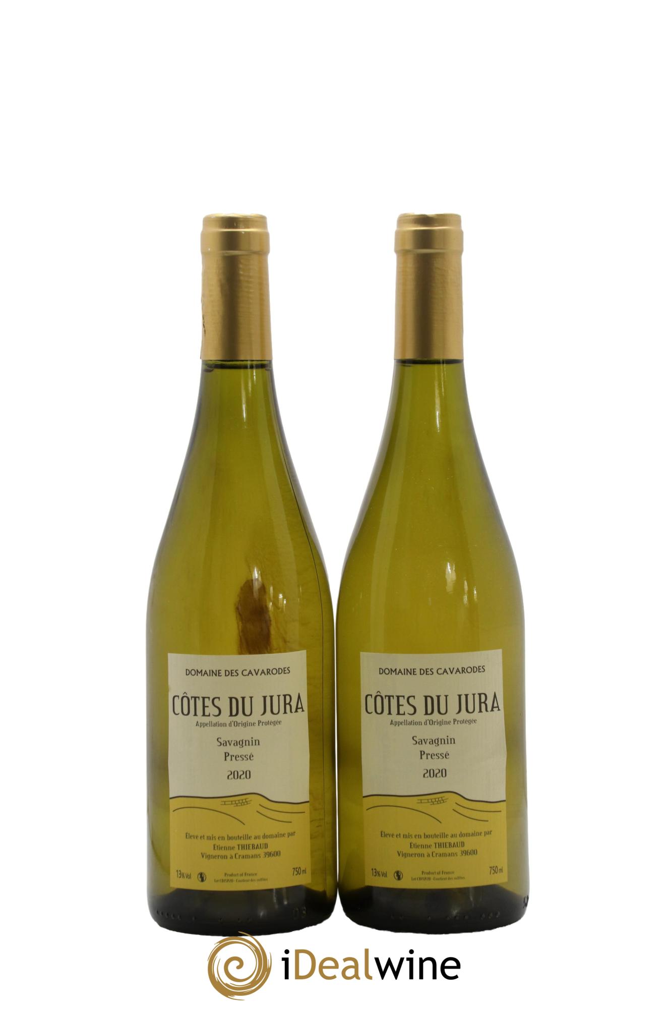 Côtes du Jura Savagnin pressé Cavarodes (Domaine des) - Etienne Thiébaud 2020 - Posten von 2 Flaschen - 0