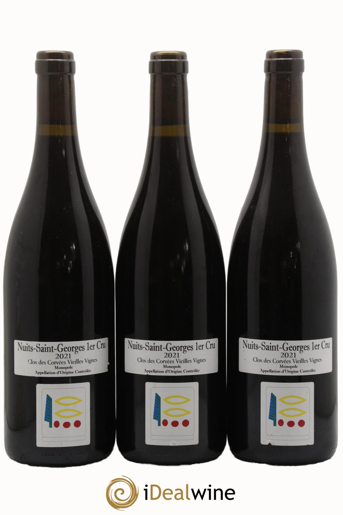 Nuits-Saint-Georges 1er Cru Le Clos des Corvées Vieilles Vignes Prieuré Roch 2021 - Lot de 3 bouteilles - 0