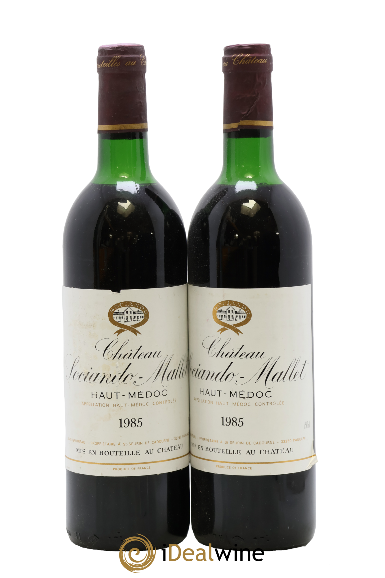 Château Sociando Mallet 1985 - Lot de 2 bouteilles - 0