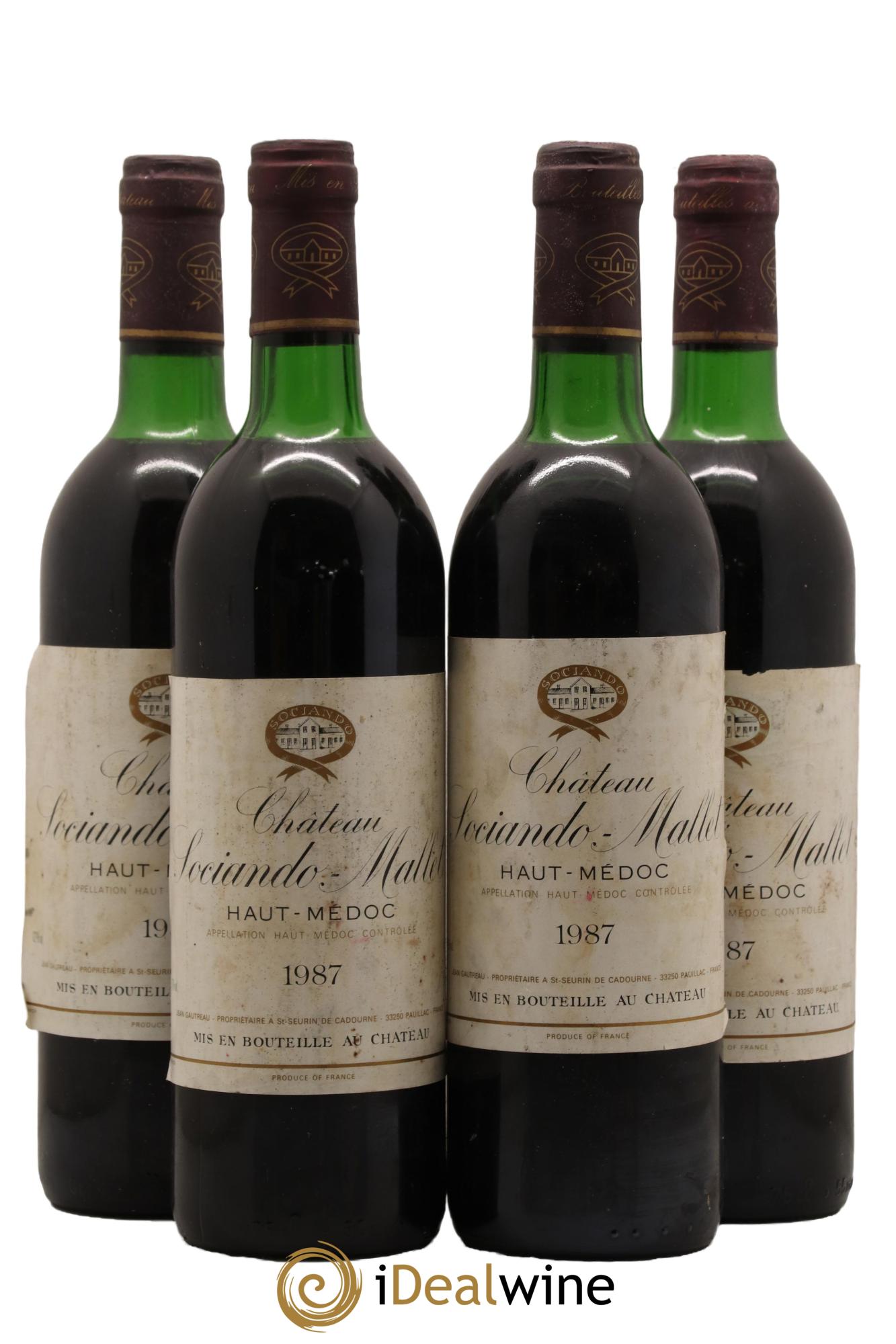 Château Sociando Mallet 1987 - Lot de 4 bouteilles - 0