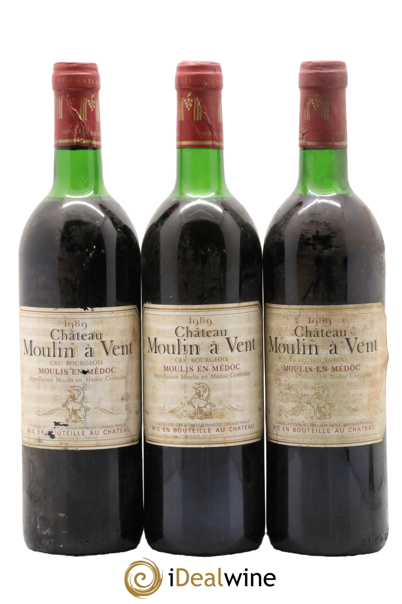 Moulin-à-Vent Château du Moulin à Vent 1989 - Lot de 3 bouteilles - 0