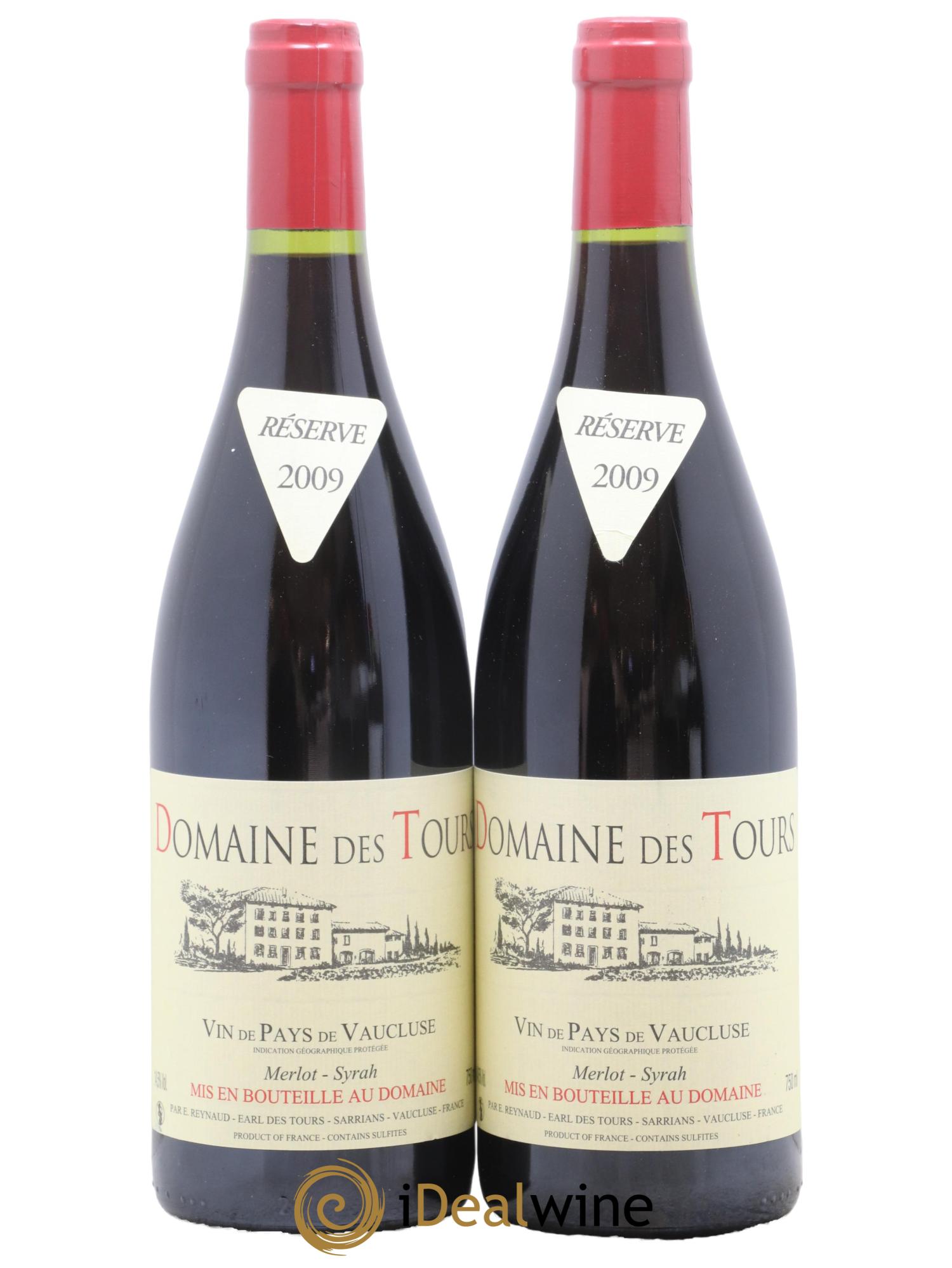 Vaucluse Domaine des Tours Merlot-Syrah Emmanuel Reynaud 2009 - Lot de 2 bouteilles - 0