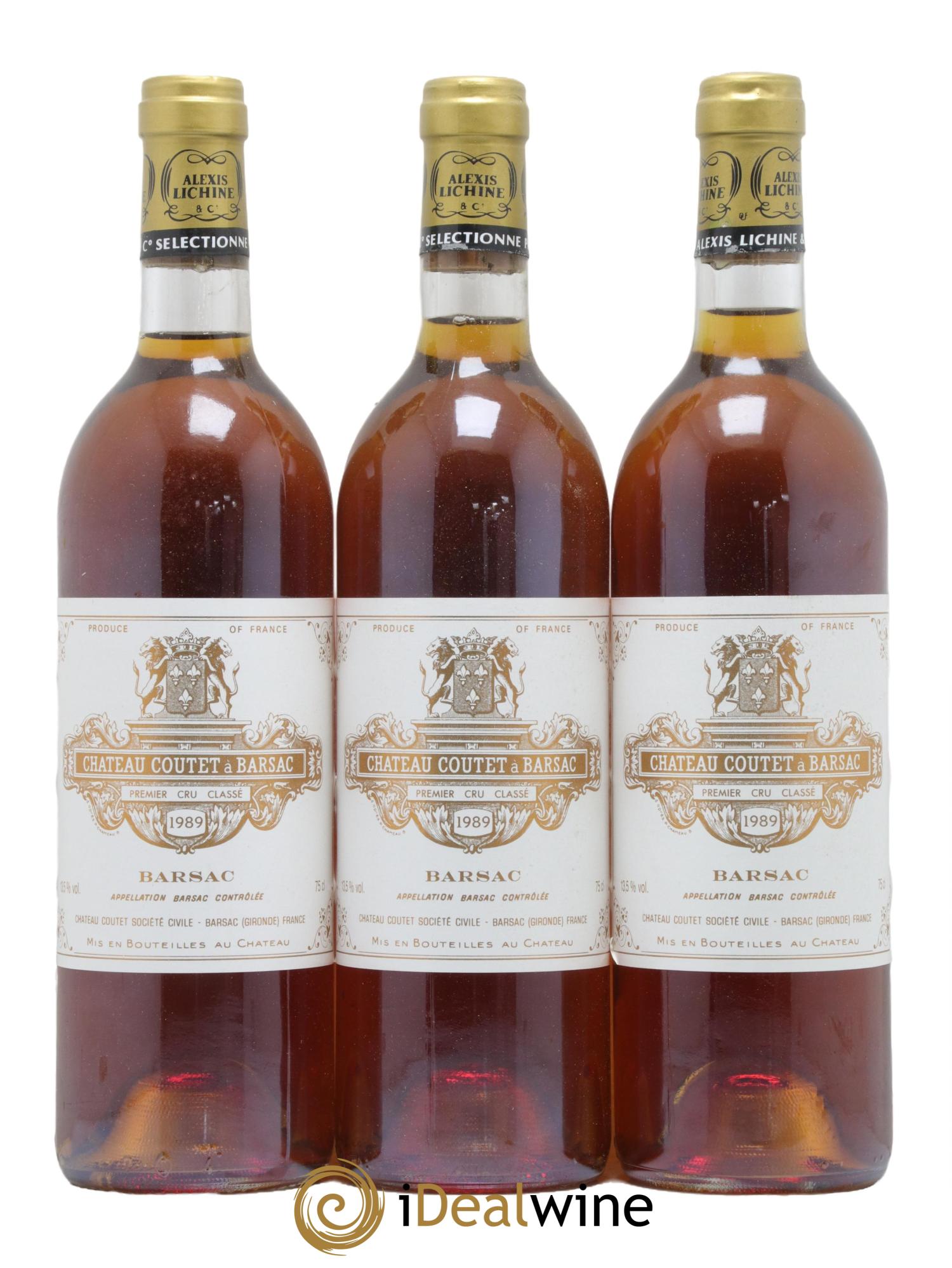 Château Coutet 1er Grand Cru Classé 1989 - Lotto di 3 bottiglie - 0