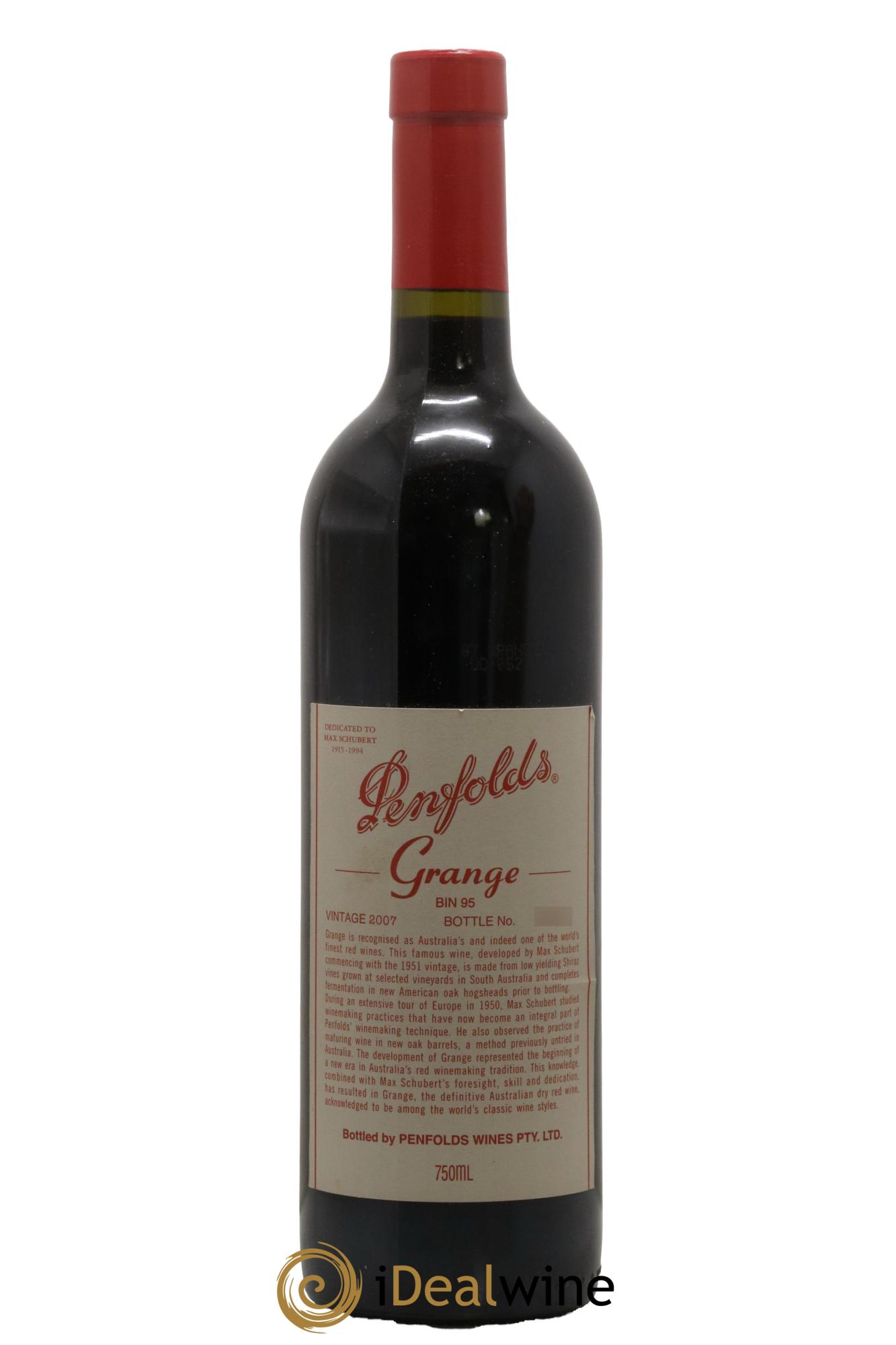 South Australia Penfolds Wines Grange Bin 95 2007 - Lot de 1 bouteille - 0