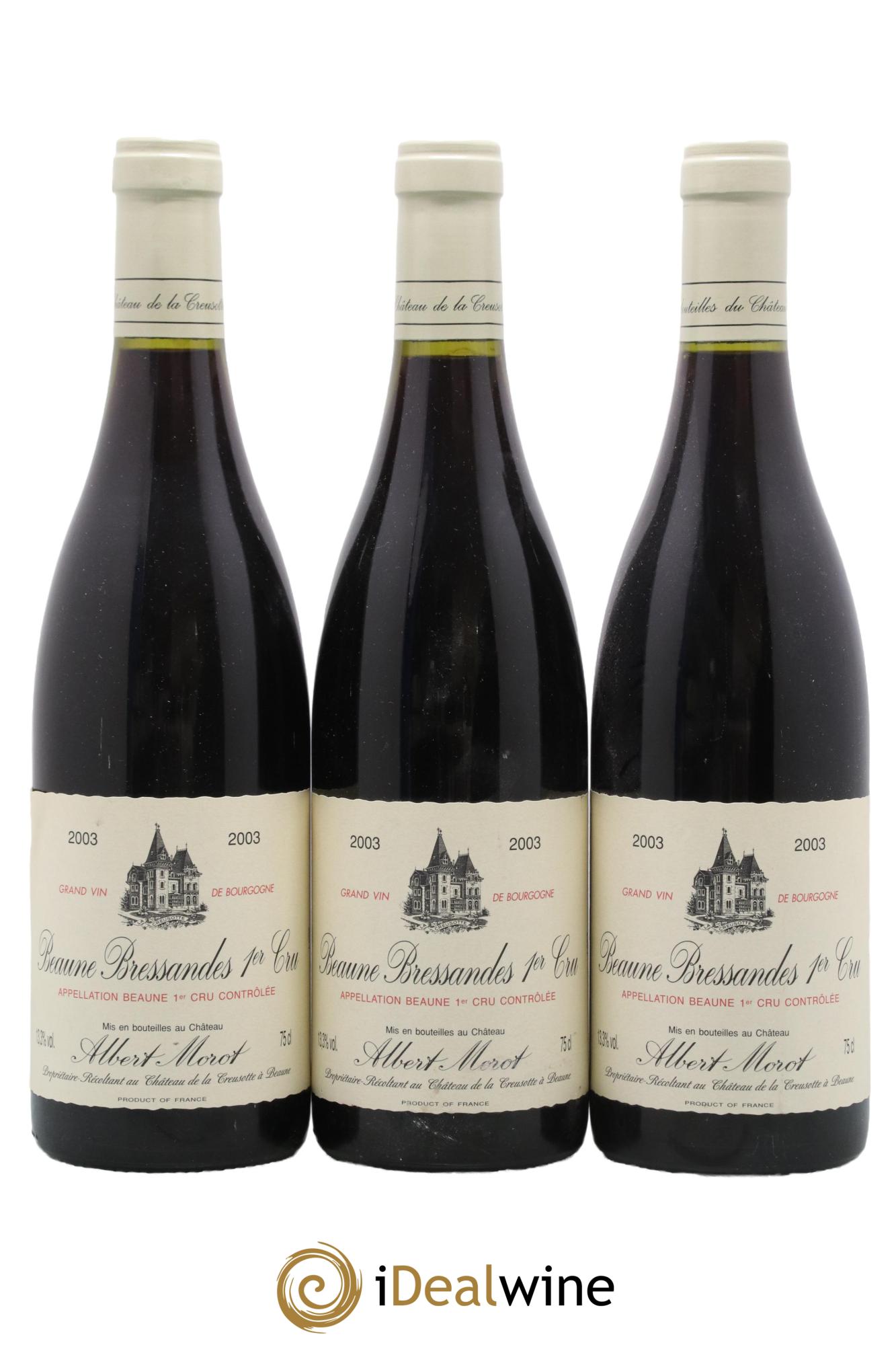 Beaune 1er Cru Bressandes Albert Morot 2003 - Lot de 3 bouteilles - 0