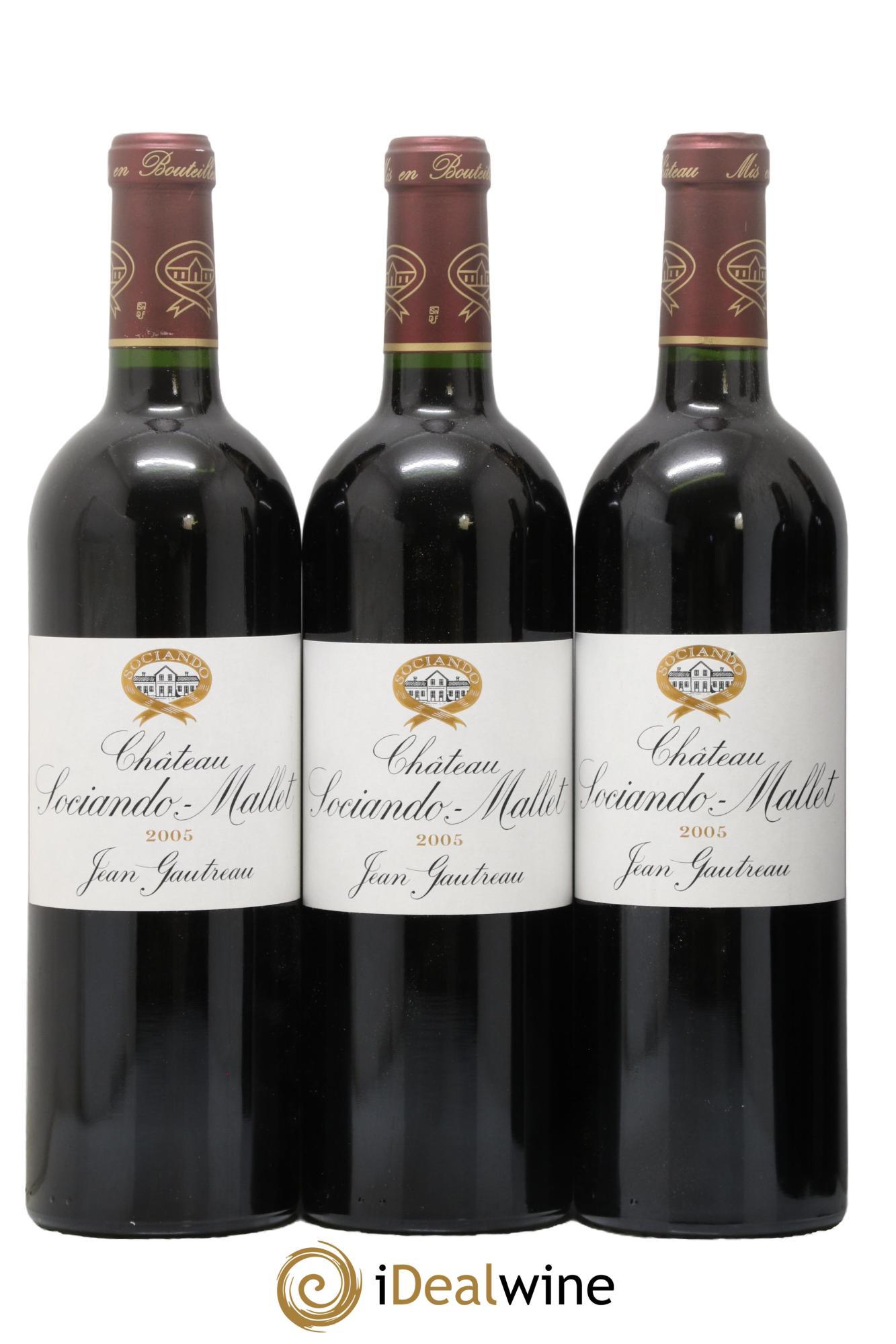Château Sociando Mallet 2005 - Lot de 3 bouteilles - 0