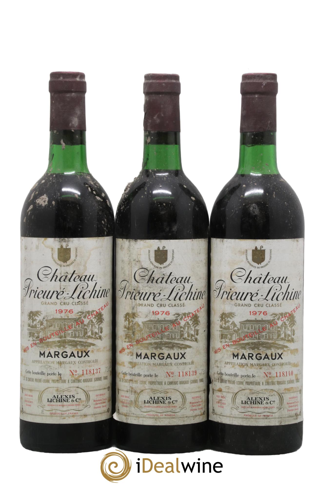 Château Prieuré Lichine 4ème Grand Cru Classé 1976 - Lot de 3 bouteilles - 0