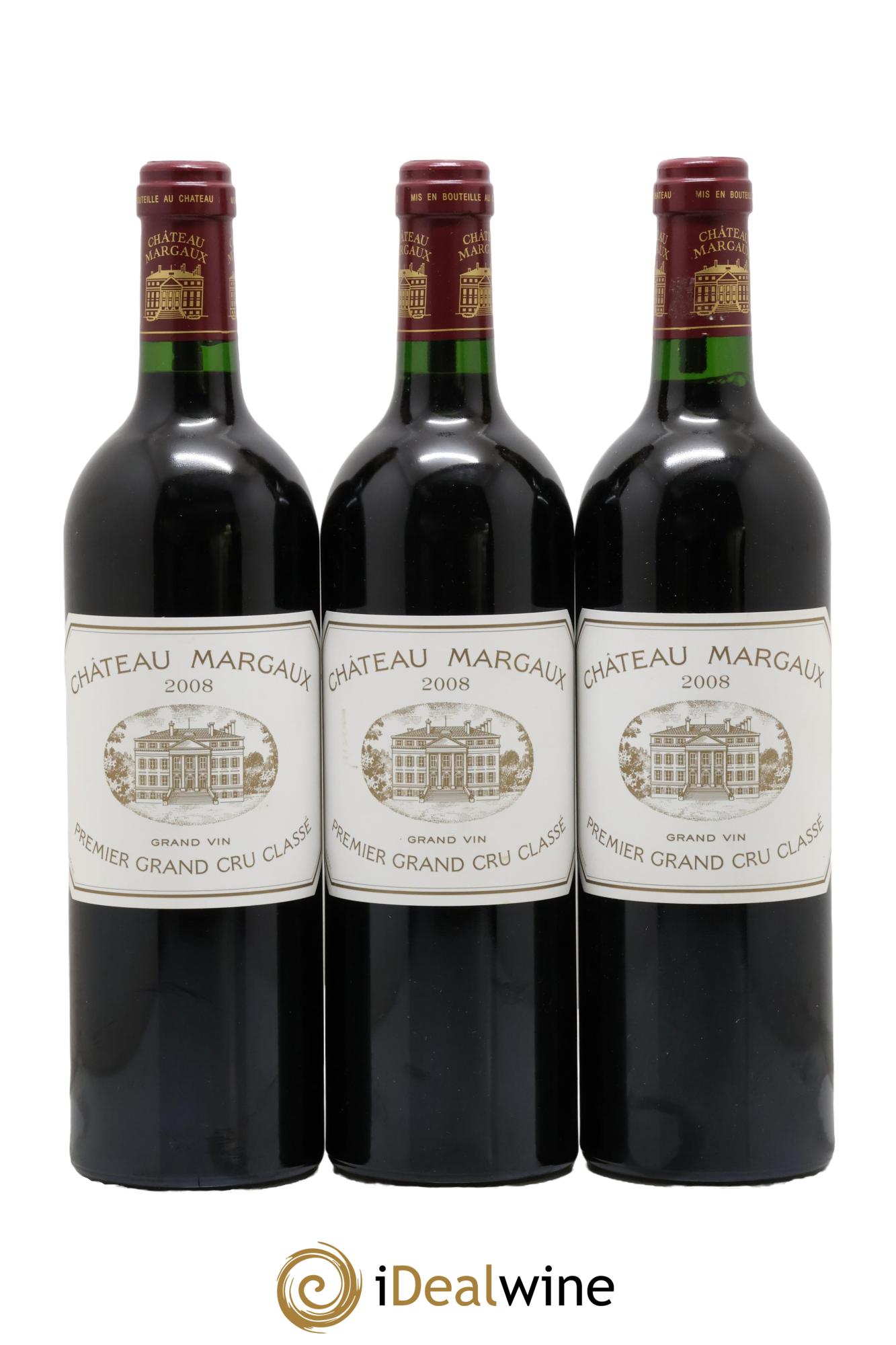 Château Margaux 1er Grand Cru Classé 2008 - Lot de 3 bouteilles - 0