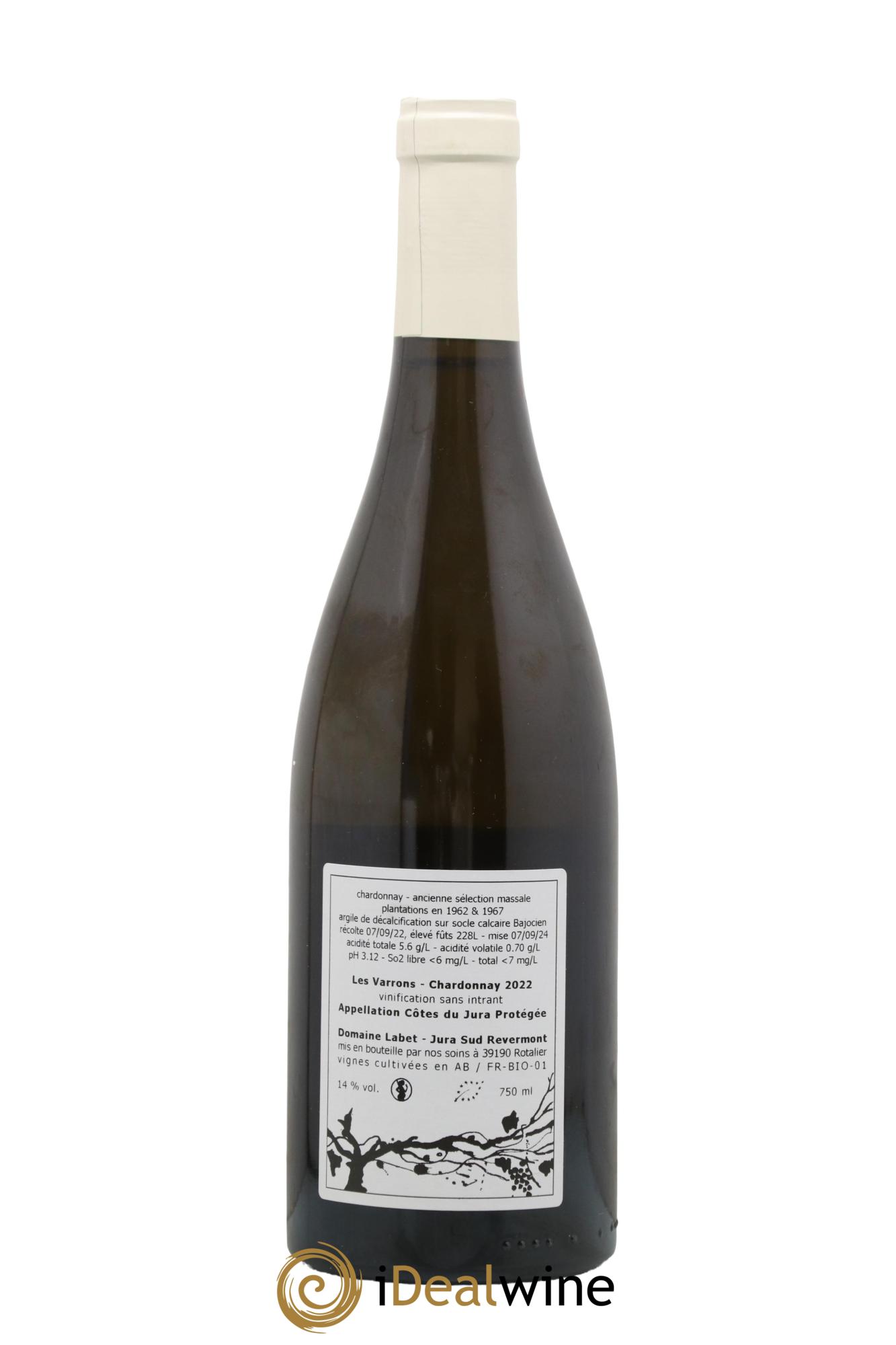 Côtes du Jura Chardonnay Les Varrons Romain - Julien  - Charline Labet 2022 - Lot de 1 bouteille - 1