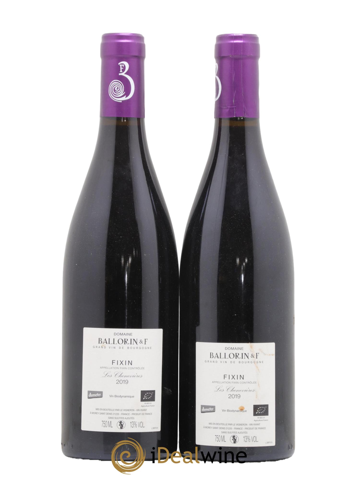Fixin Chenevieres Domaine Ballorin 2019 - Lot de 2 bouteilles - 1