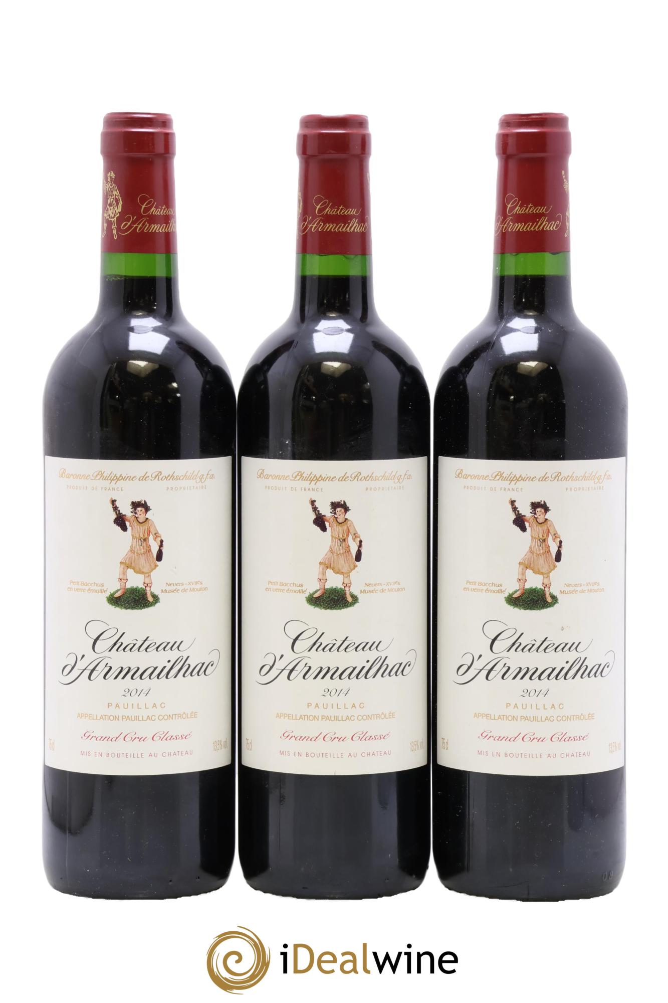 Château d' Armailhac - Mouton Baron(ne) Philippe 5ème Grand Cru Classé 2014 - Lote de 3 botellas - 0