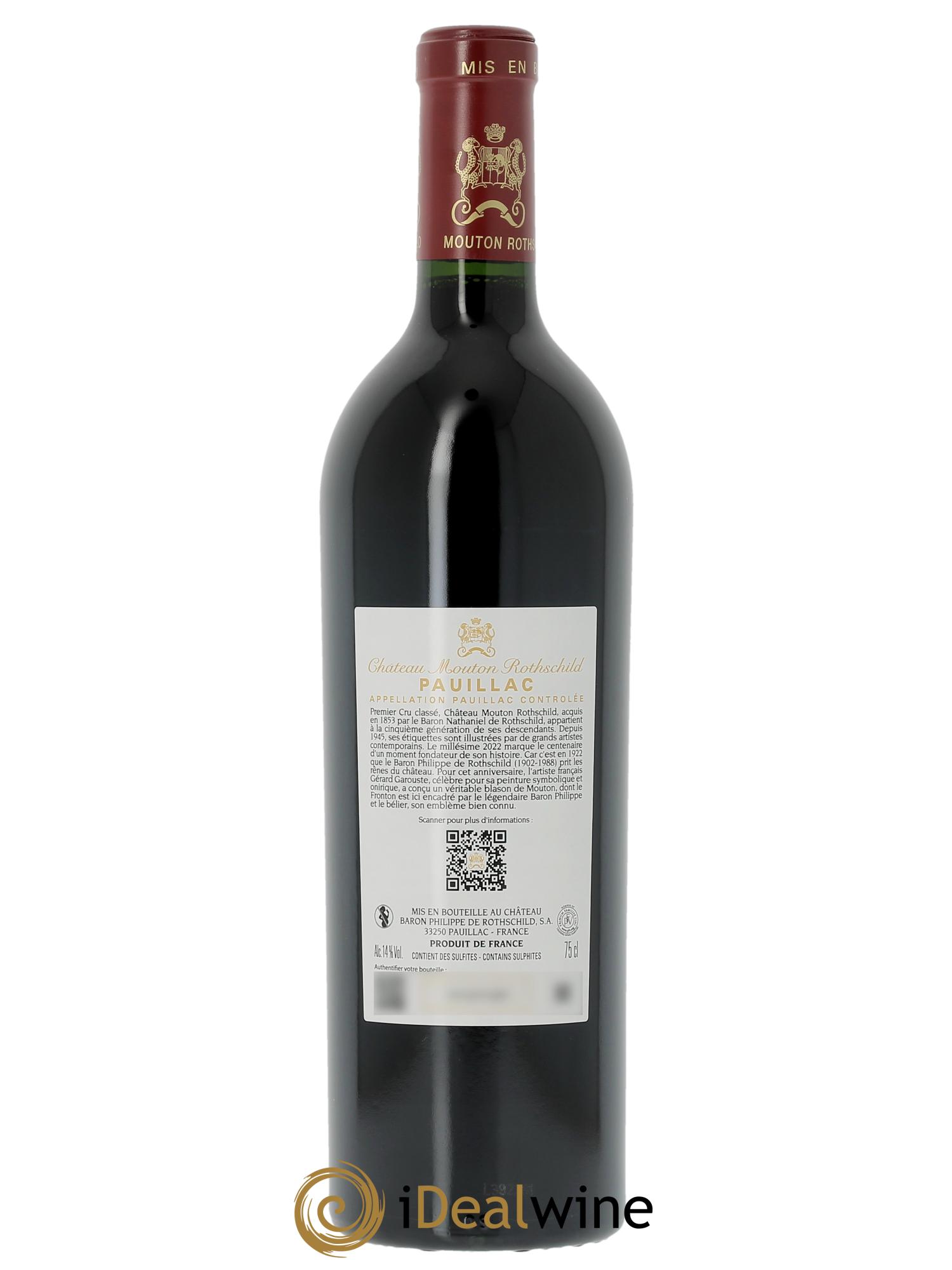 Château Mouton Rothschild 1er Grand Cru Classé (CBO à partir de 6 bts) 2022 - Lot de 1 bouteille - 1