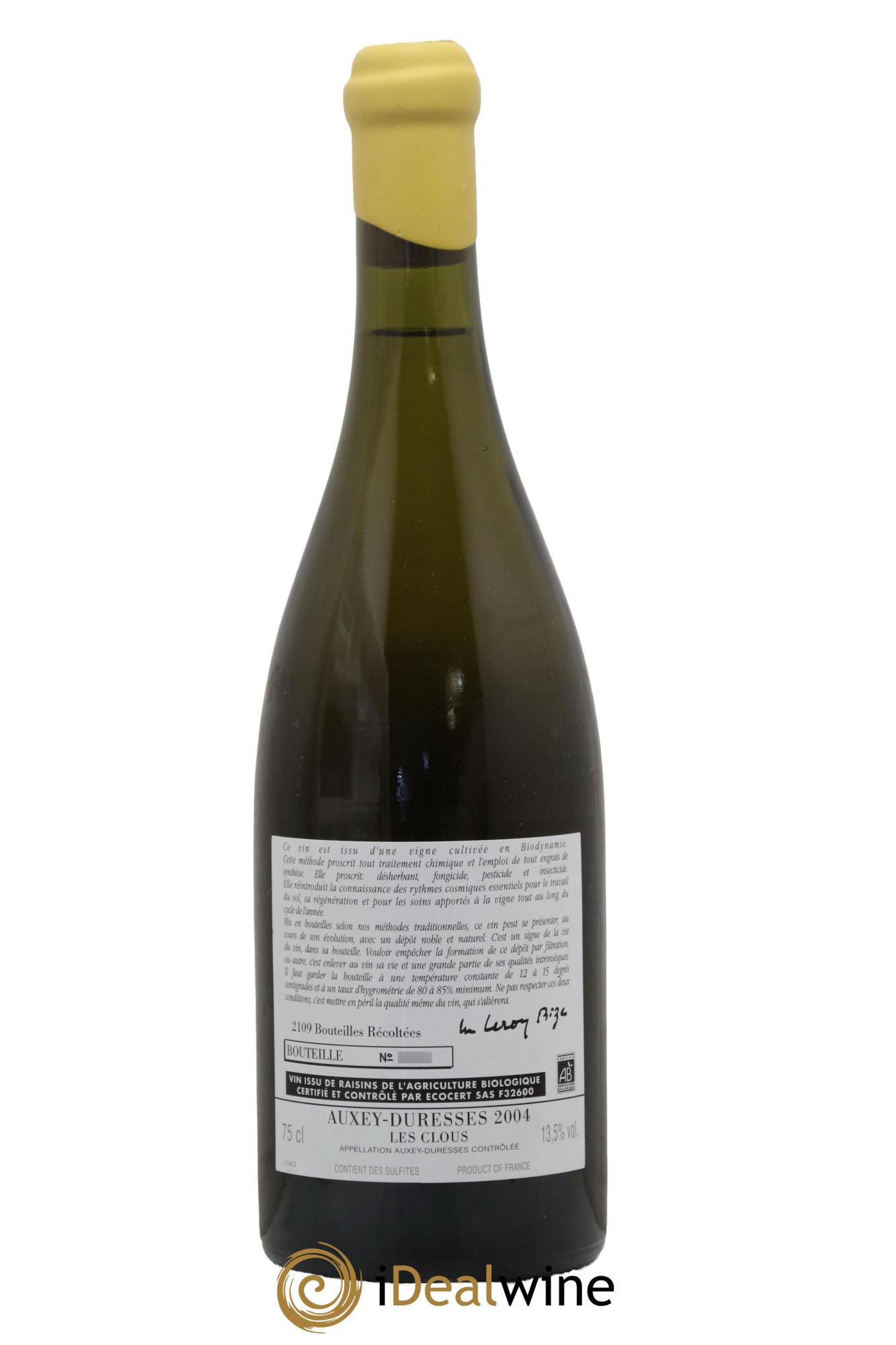 Auxey-Duresses Les Clous d'Auvenay (Domaine) 2004 - Posten von 1 Flasche - 1