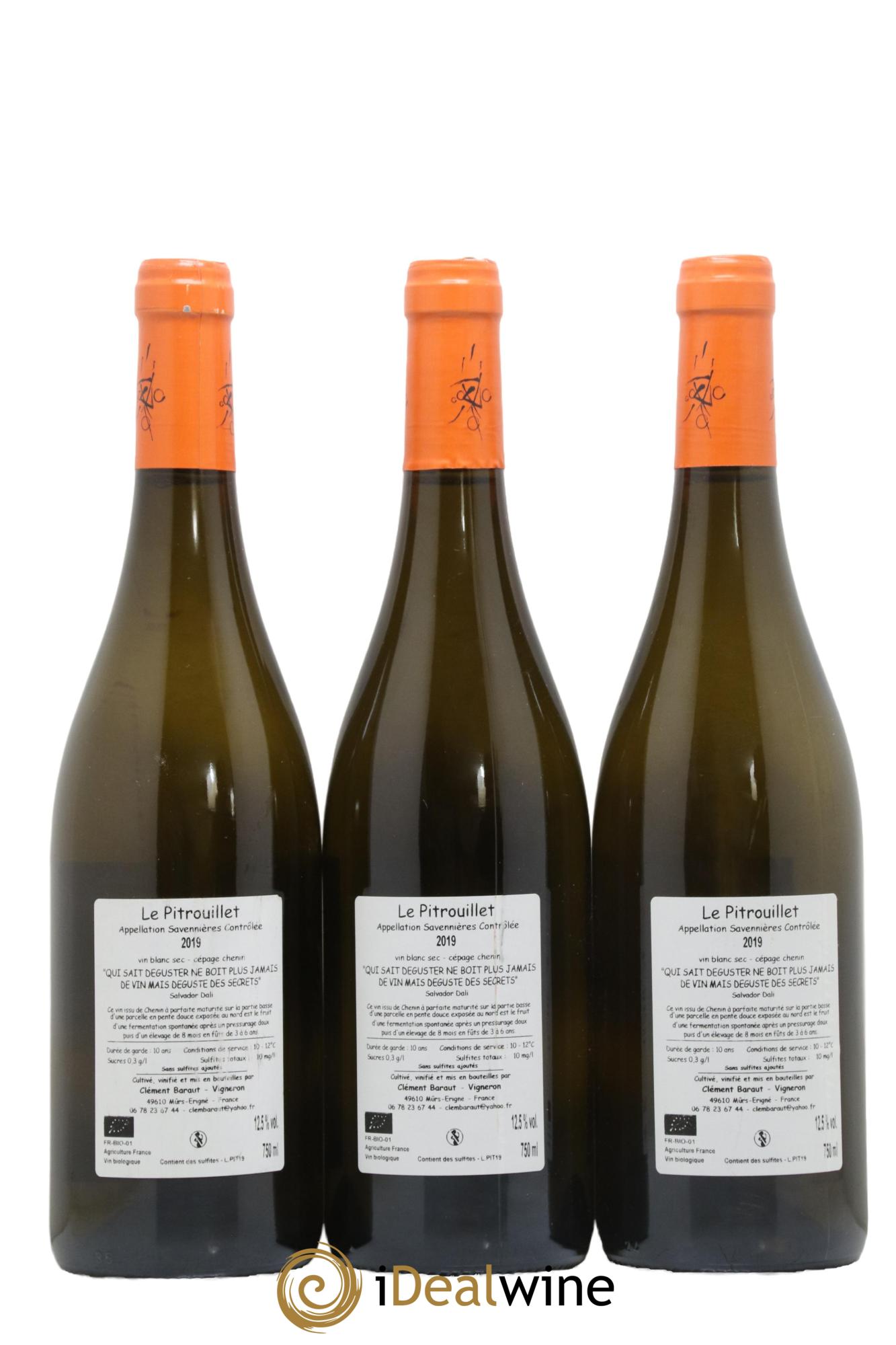Savennières Le Pitrouillet Clement Baraut 2019 - Lot de 3 bouteilles - 1