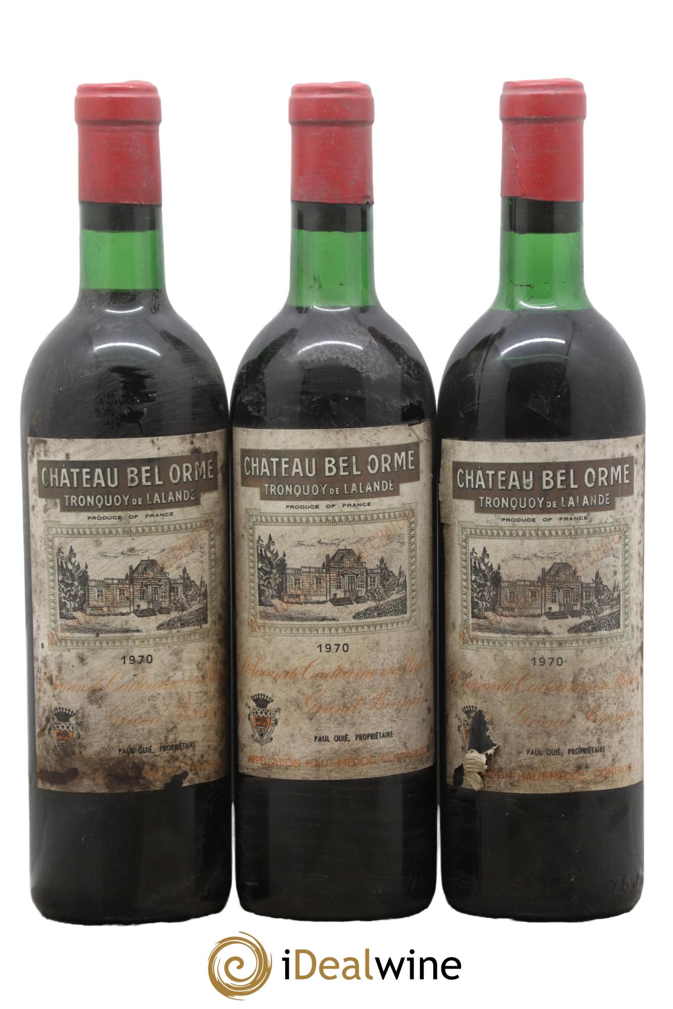 Château Bel Orme Tronquoy de Lalande Cru Bourgeois 1970 - Posten von 3 Flaschen - 0
