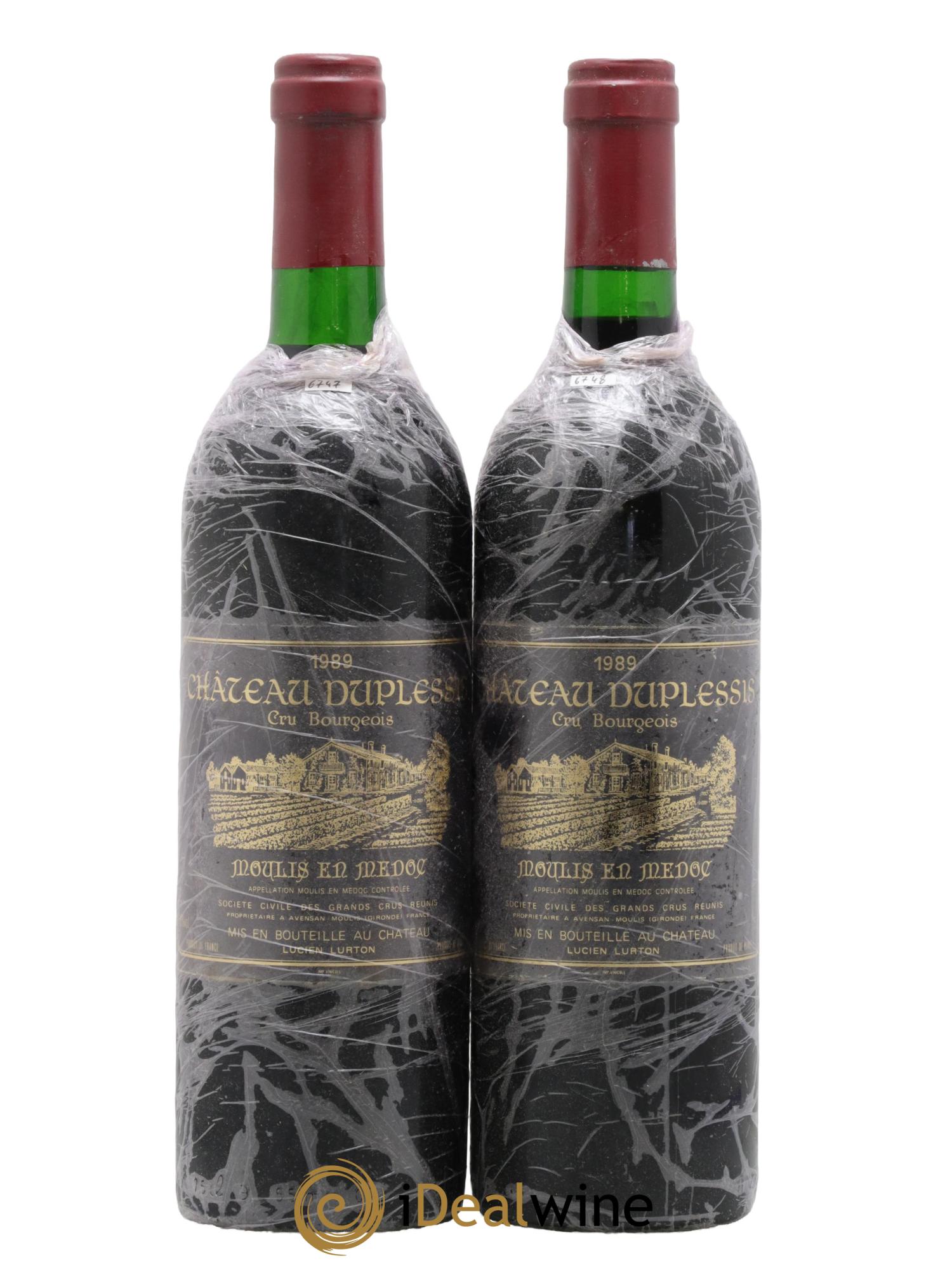 Château Duplessis Fabre Cru Bourgeois 1989 - Lot de 2 bouteilles - 0