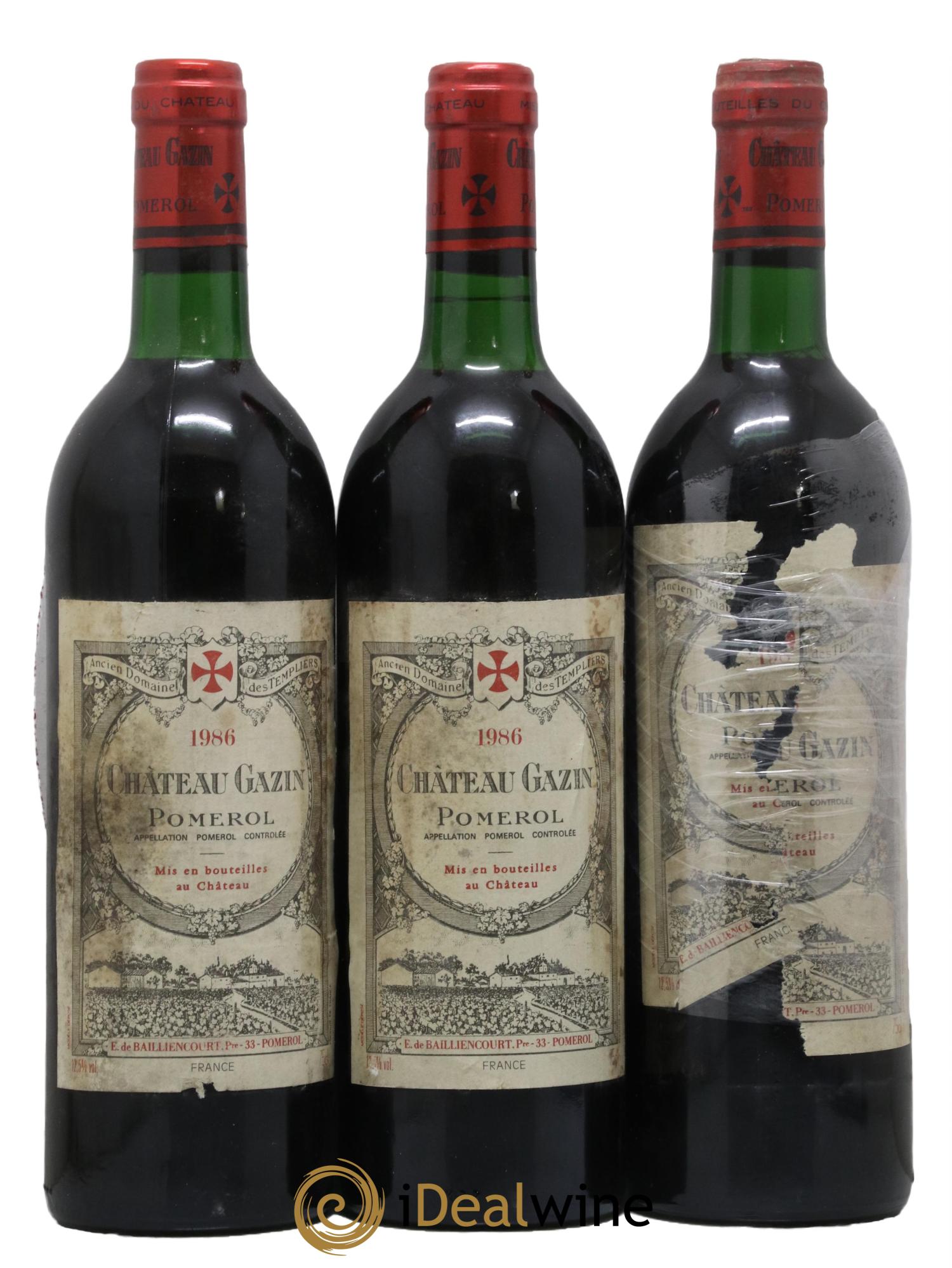 Château Gazin 1986 - Lot de 3 bouteilles - 0