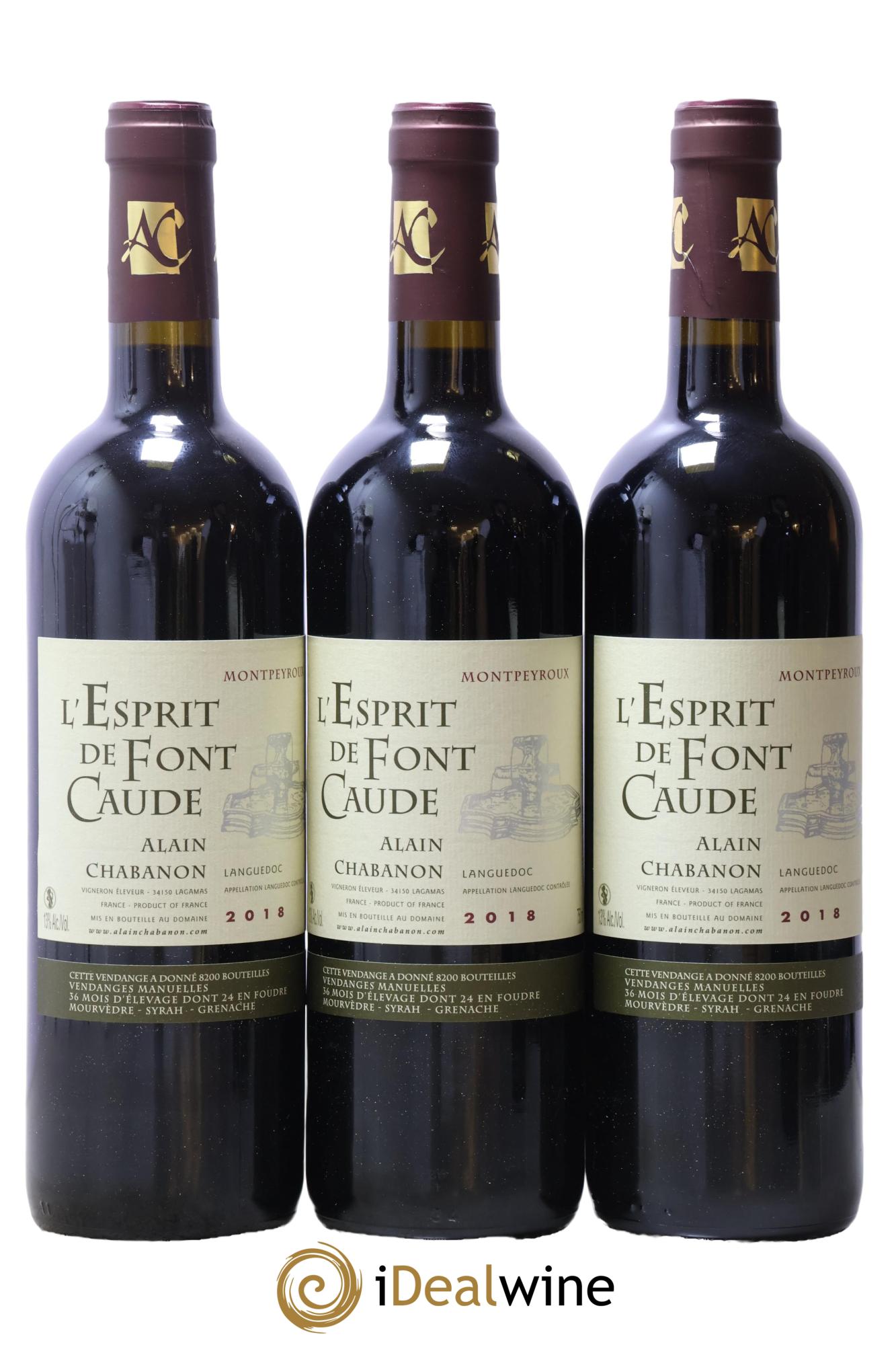 Languedoc Montpeyroux Alain Chabanon (Domaine) L'Esprit de Font Caude 2018 - Lot de 3 bouteilles - 0