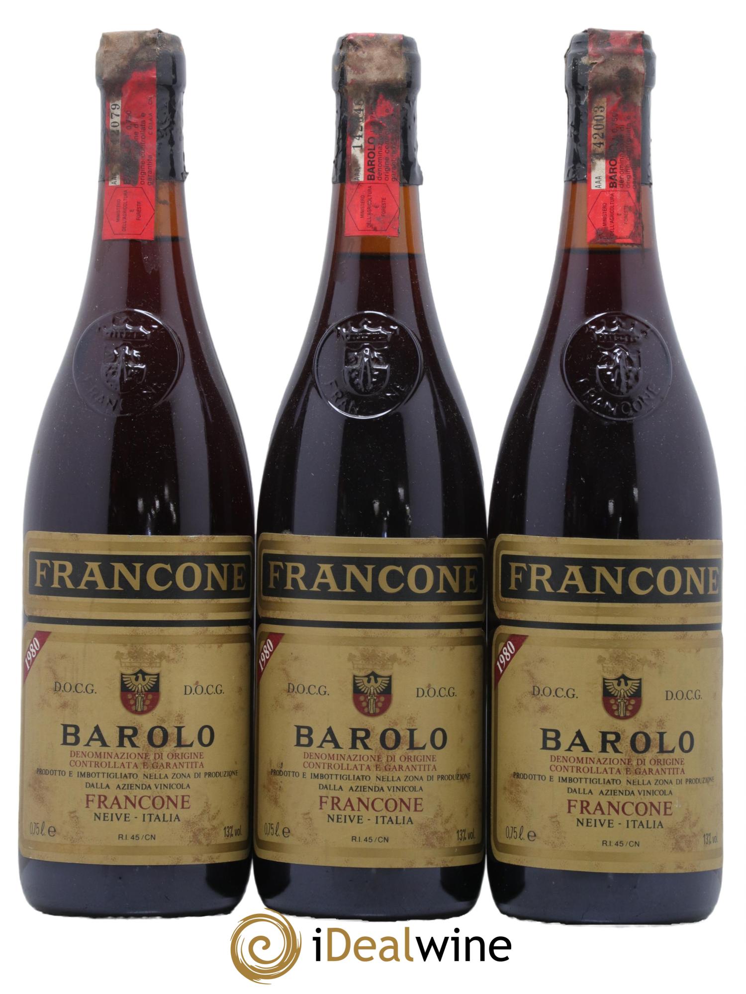 Barolo Francone 1980 - Lot de 3 bouteilles - 0