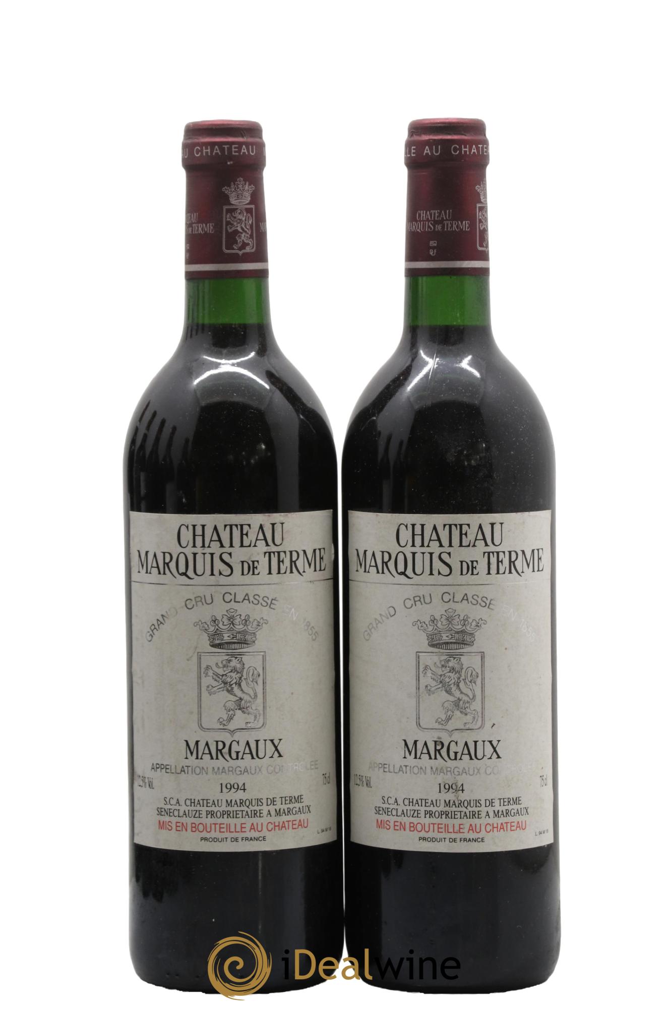 Château Marquis de Terme 4ème Grand Cru Classé 1994 - Lot de 2 bouteilles - 0