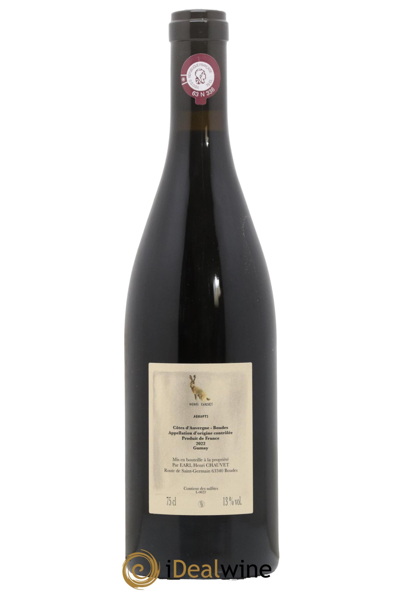 Côtes d'Auvergne AOP Abrupts Henri Chauvet  2022 - Lot de 1 bouteille - 1