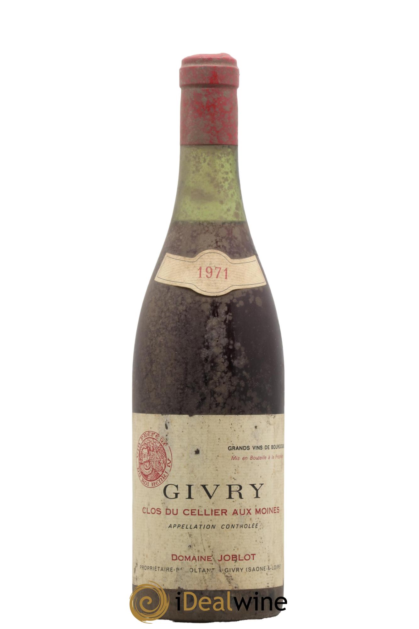 Givry 1er Cru Clos du Cellier aux Moines Joblot (Domaine) 1971 - Lot de 1 bouteille - 0
