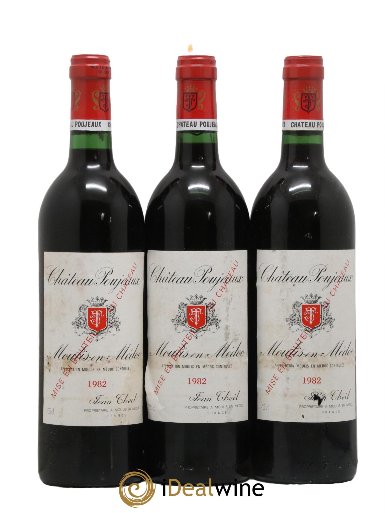 Château Poujeaux 1982 - Lot de 3 bouteilles - 0