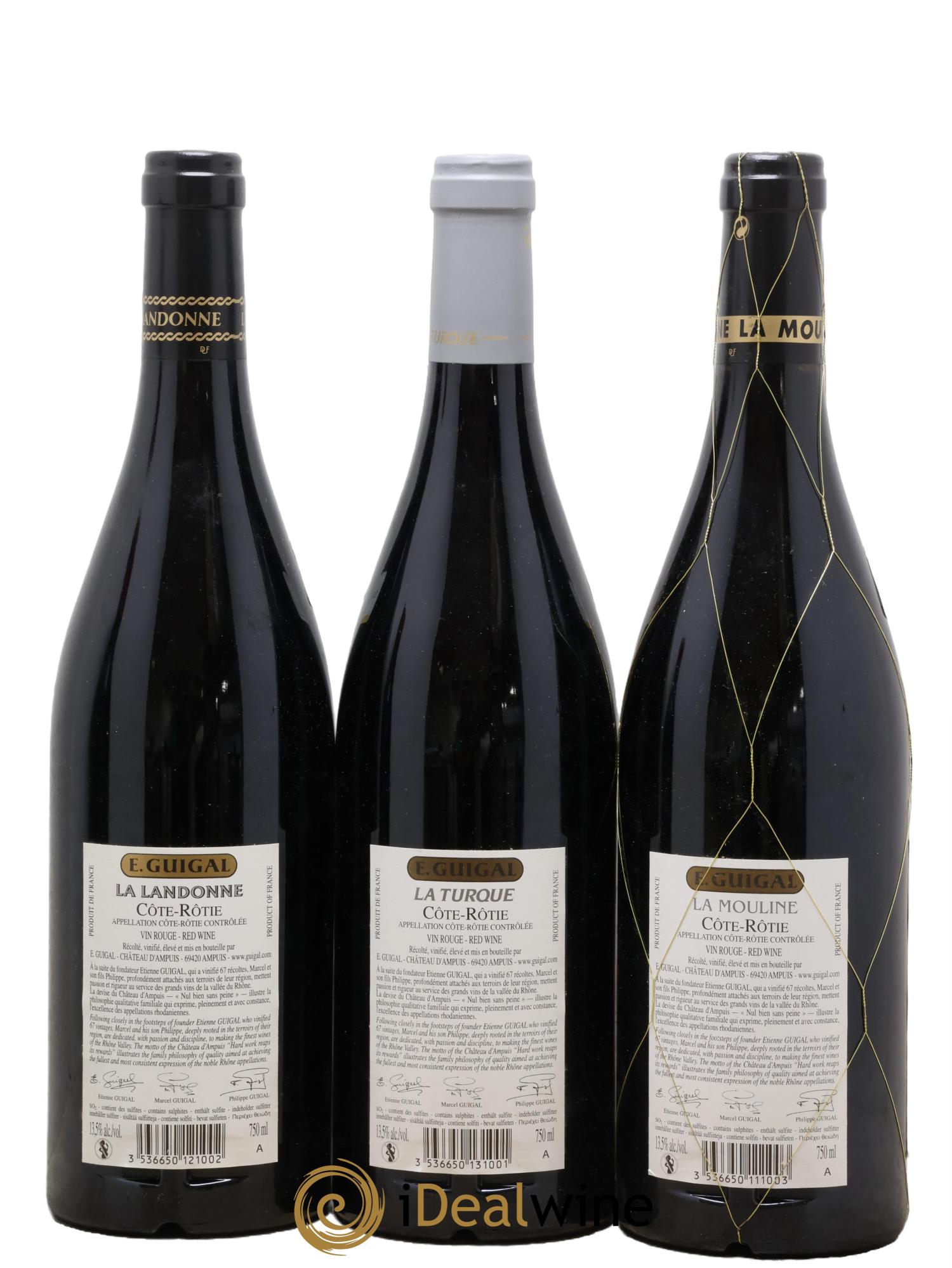Côte-Rôtie Guigal Trilogie La Turque - La Landonne - La Mouline 2016 - Lot of 3 bottles - 1