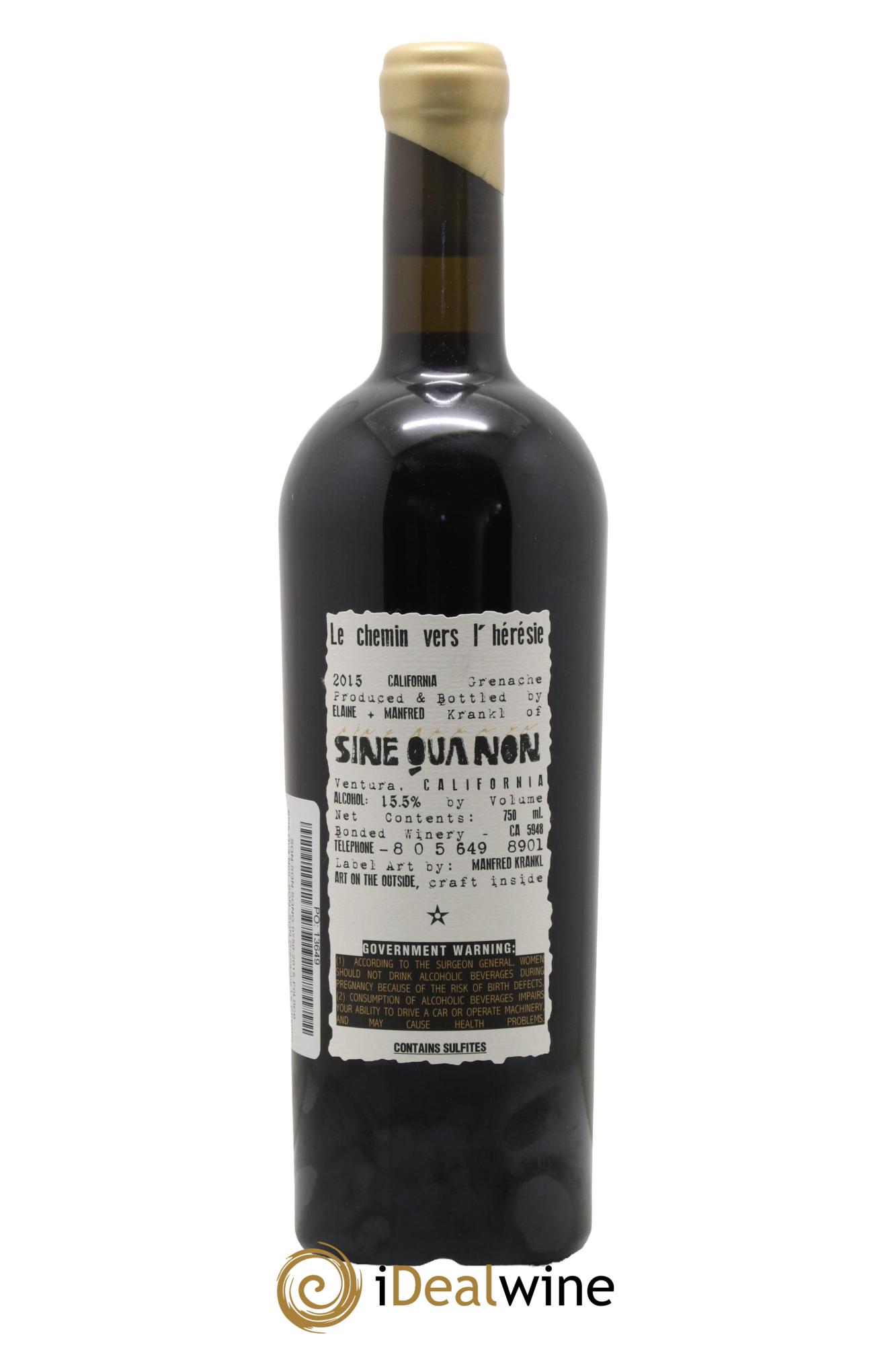 Santa Barbara Sine Qua Non Le Chemin vers l'Hérésie Manfred Krankl 2015 - Lot de 1 bouteille - 1